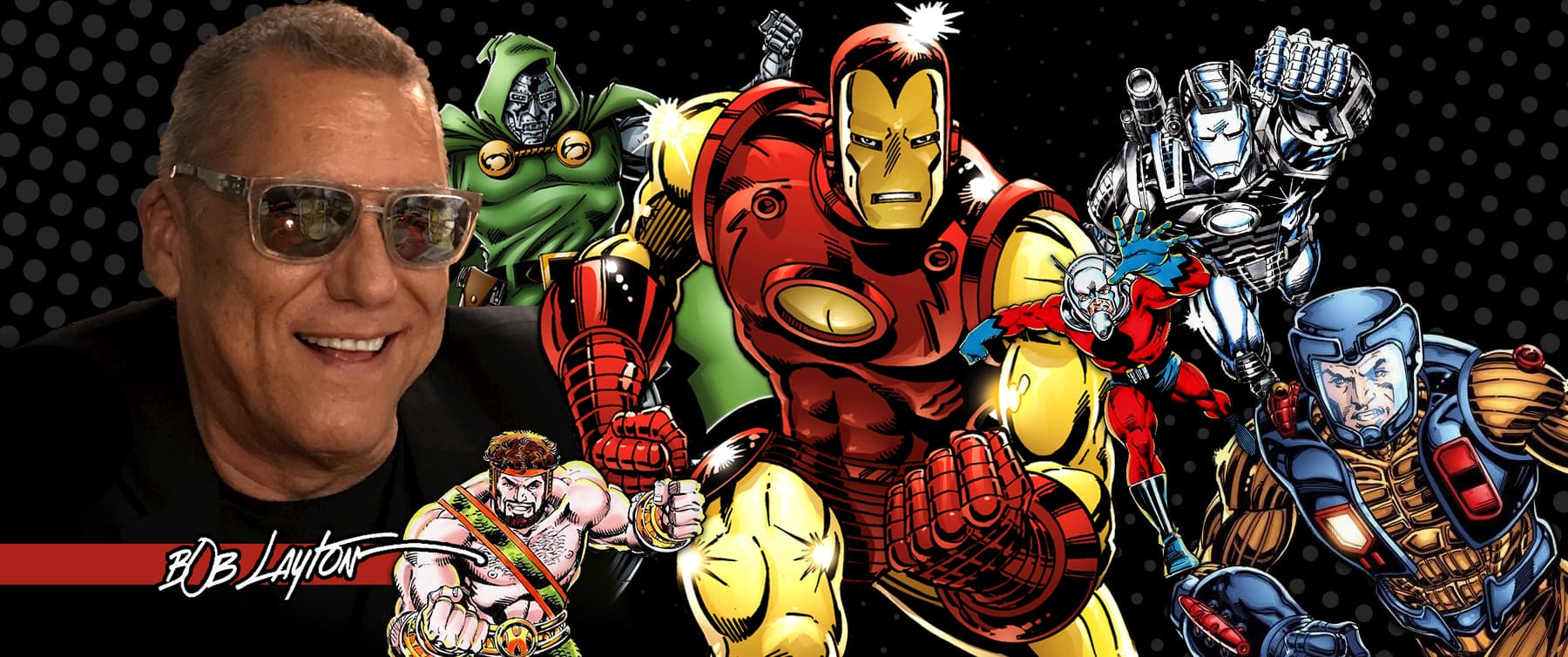 Bob Layton neben einem Iron Man, Doctor Doom Charakter