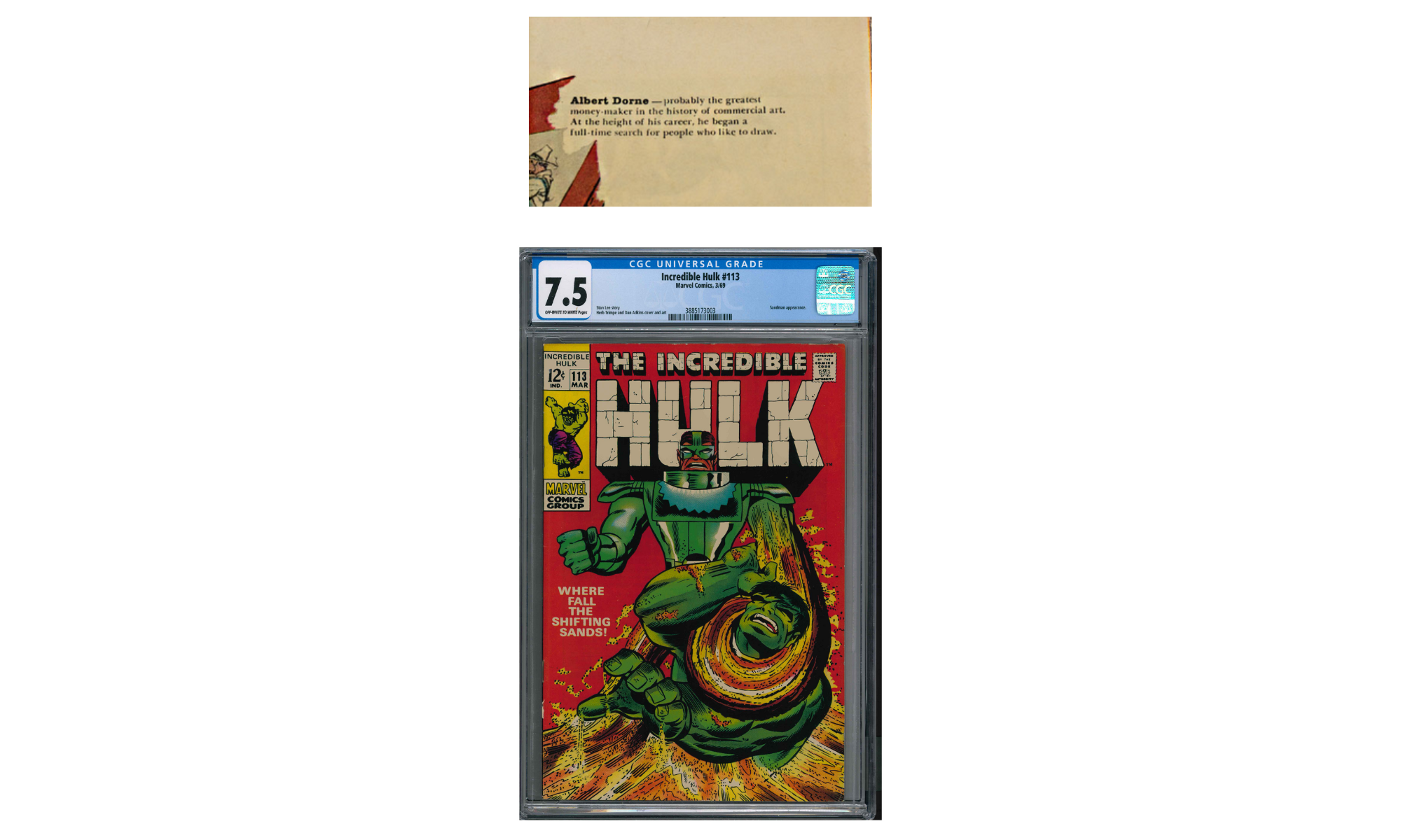 Incredible Hulk #113 nach der Reinigung, dem Pressen und Grading
