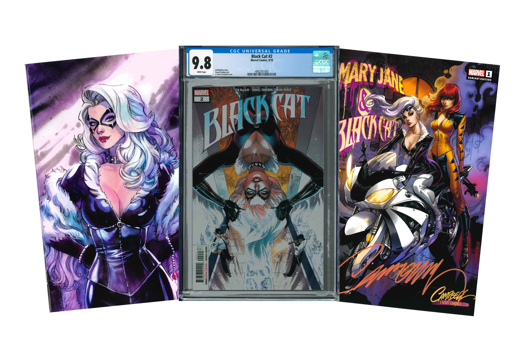 Über 20 Black Cat Comics, auch unterschrieben von J, Scott Campbell
