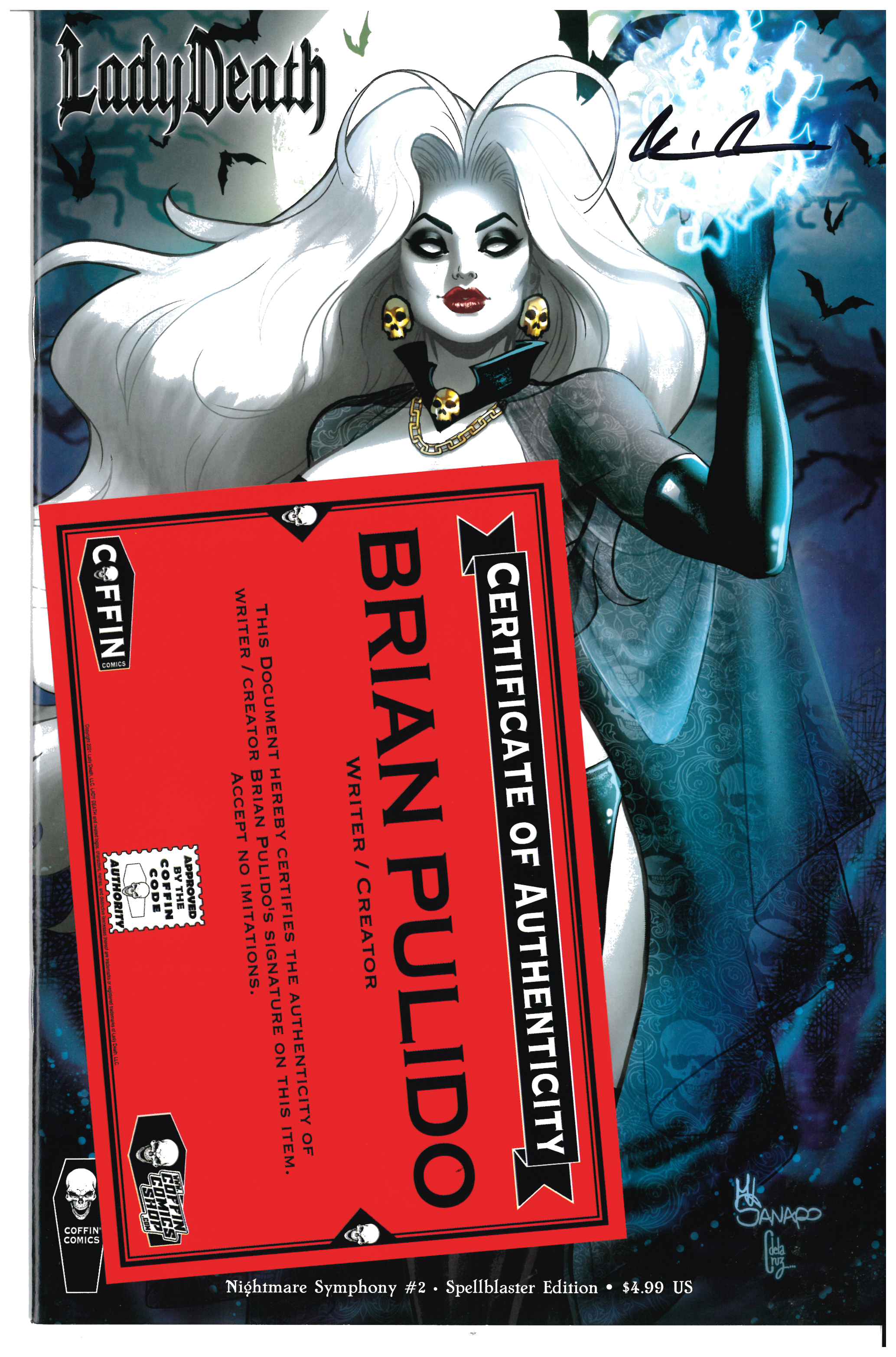Lady Death: Nightmare Symphony #2 | Signed by Brian Pulido Certification of Authenticity