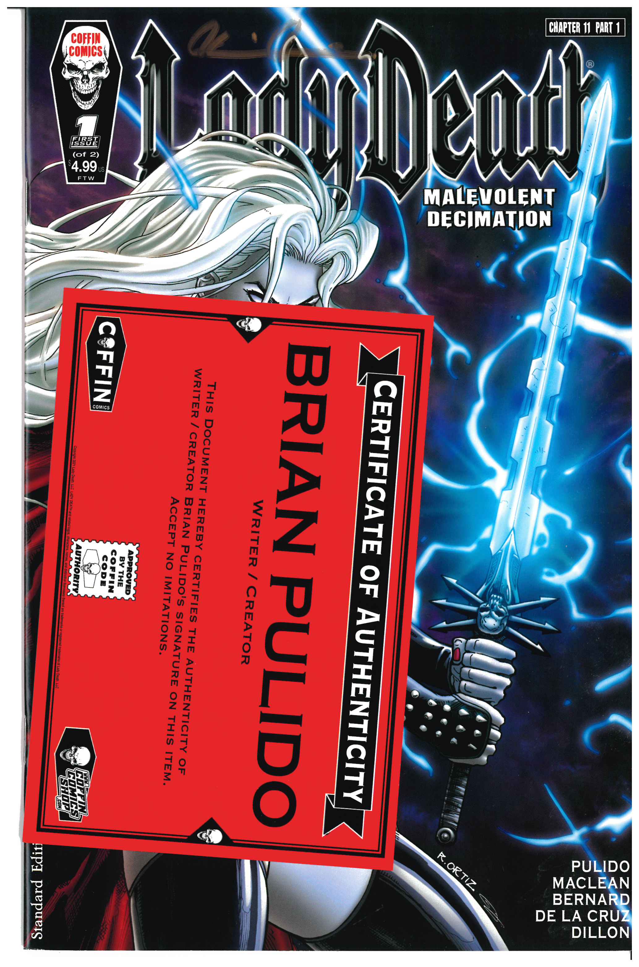 Lady Death: Malevolent Decimation #2 | Signed by Brian Pulido Certification of Authenticity