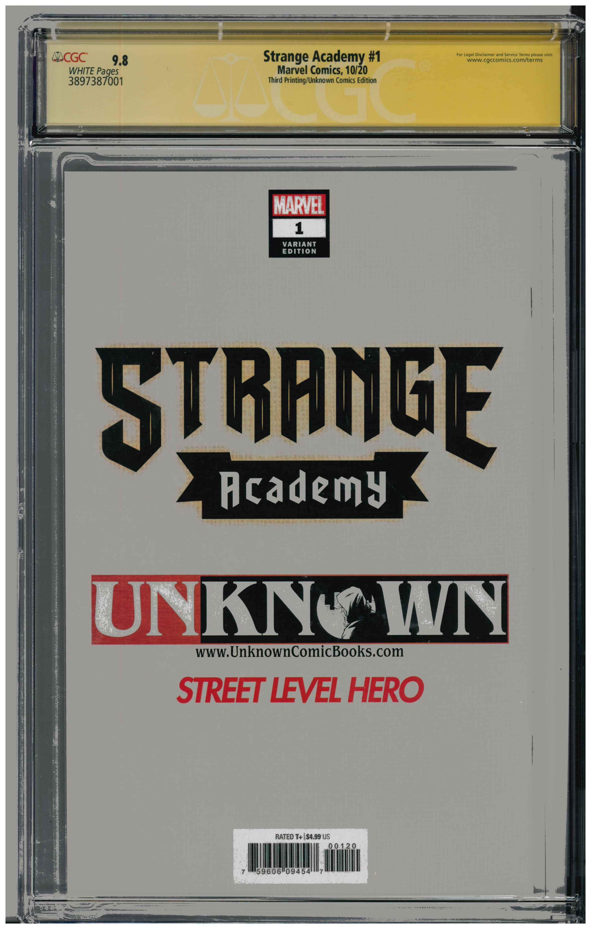 Strange Academy #1 | Signed by Skottie Young backside