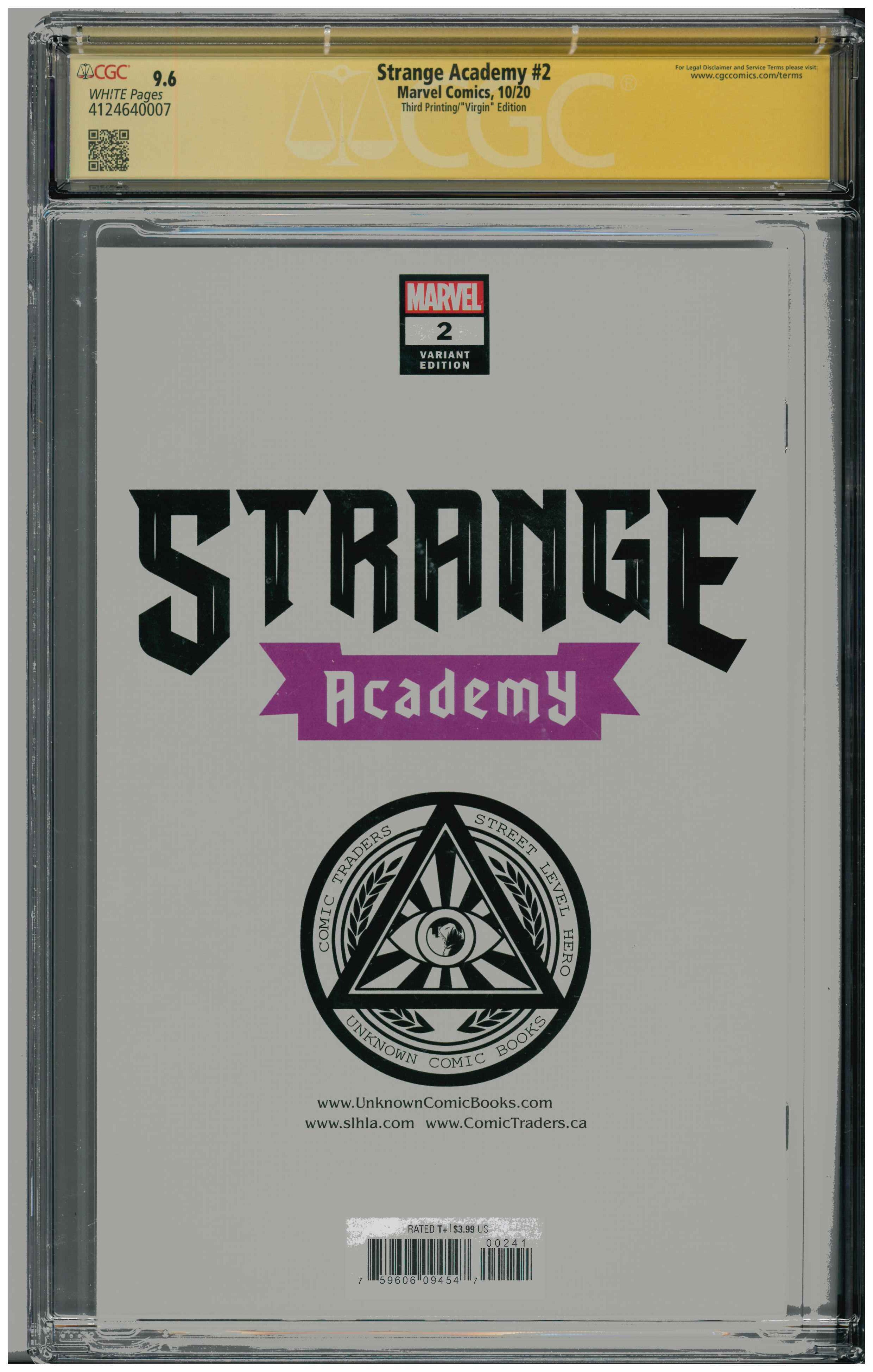Strange Academy #2 | Signed by Skottie Young backside