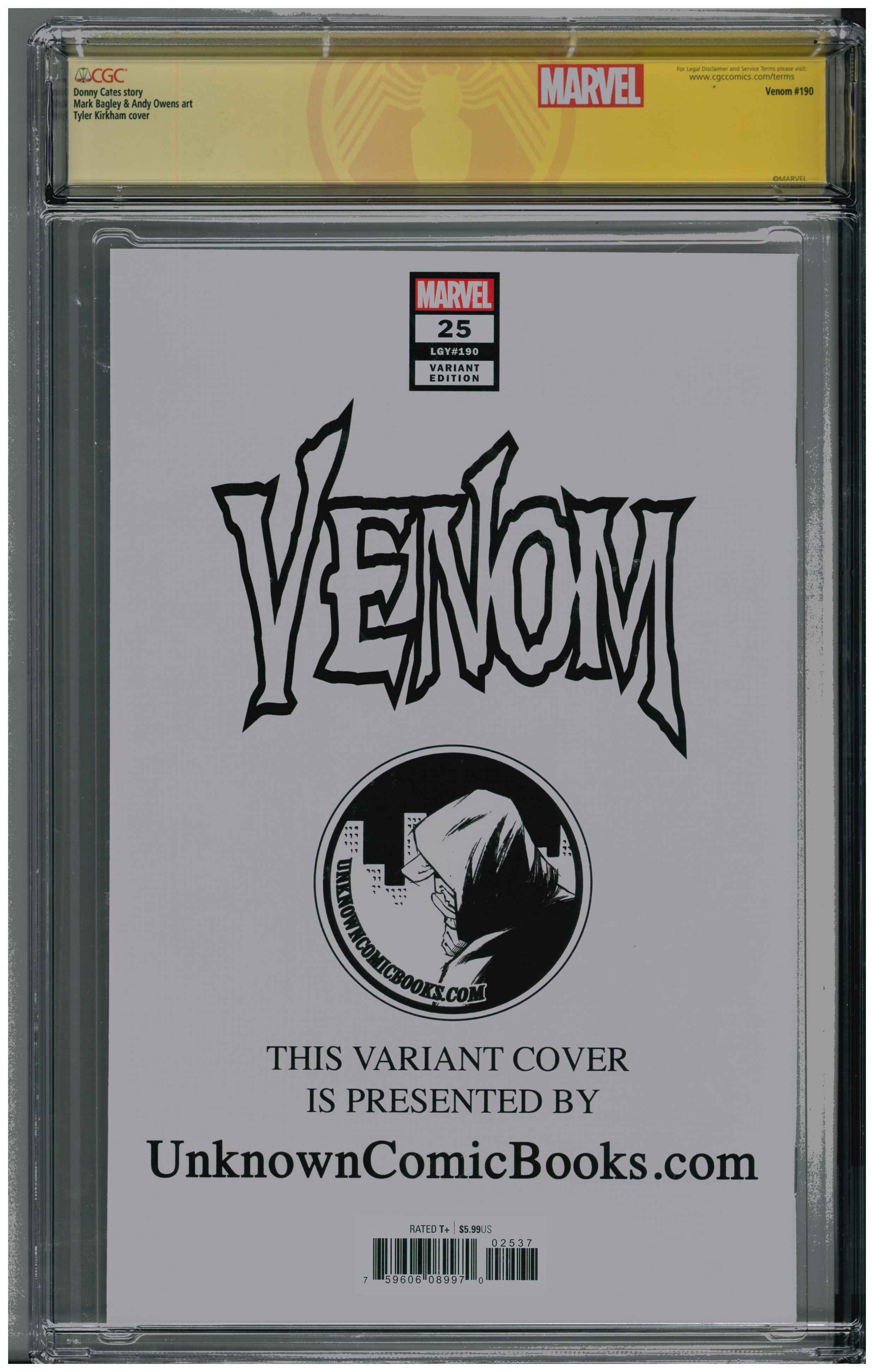 Venom #25 | Signed by Tyler Kirkham backside