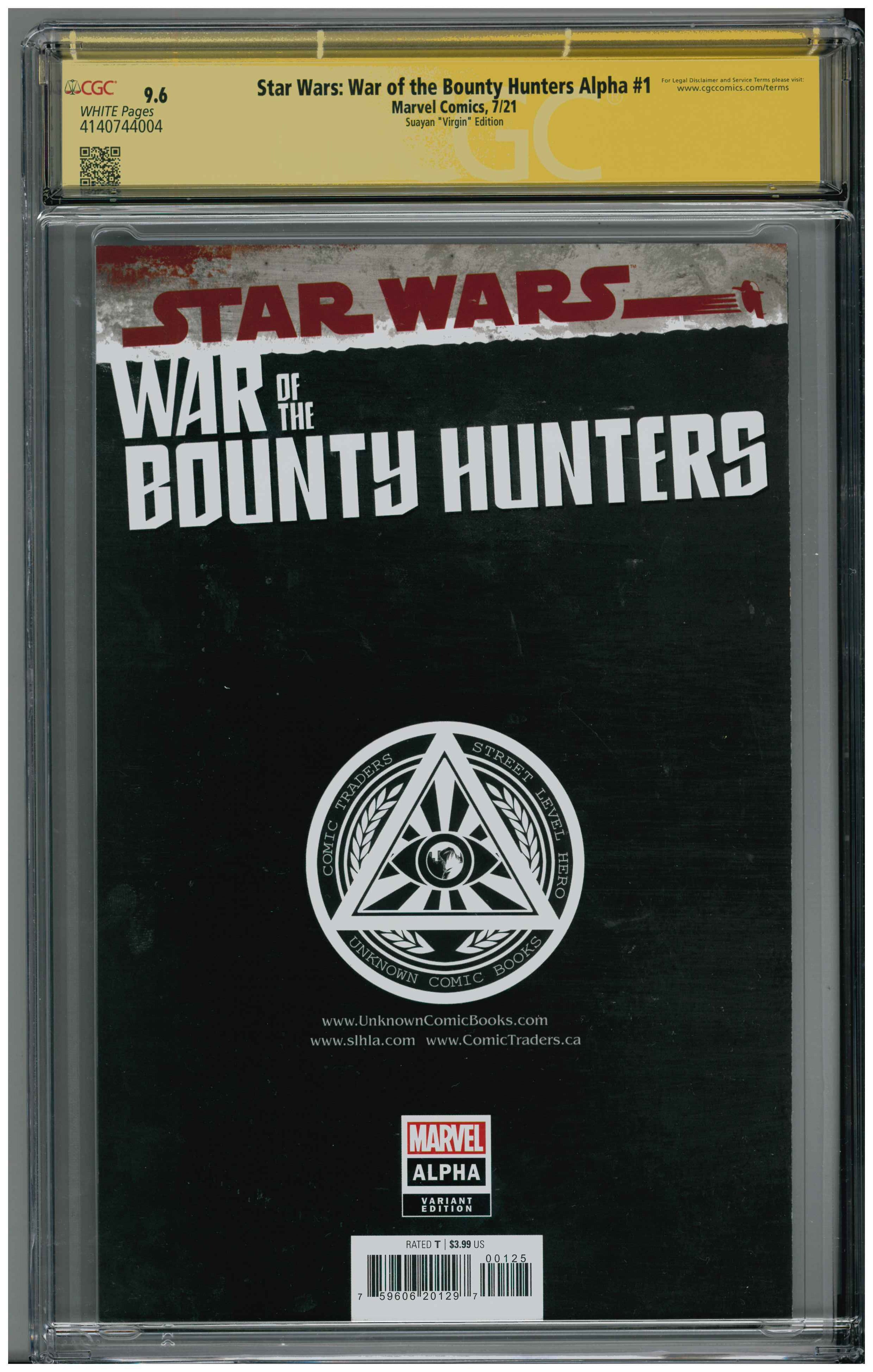 Star Wars: War of the Bounty Hunters Alpha #1 | Signed by Mico Suayan backside