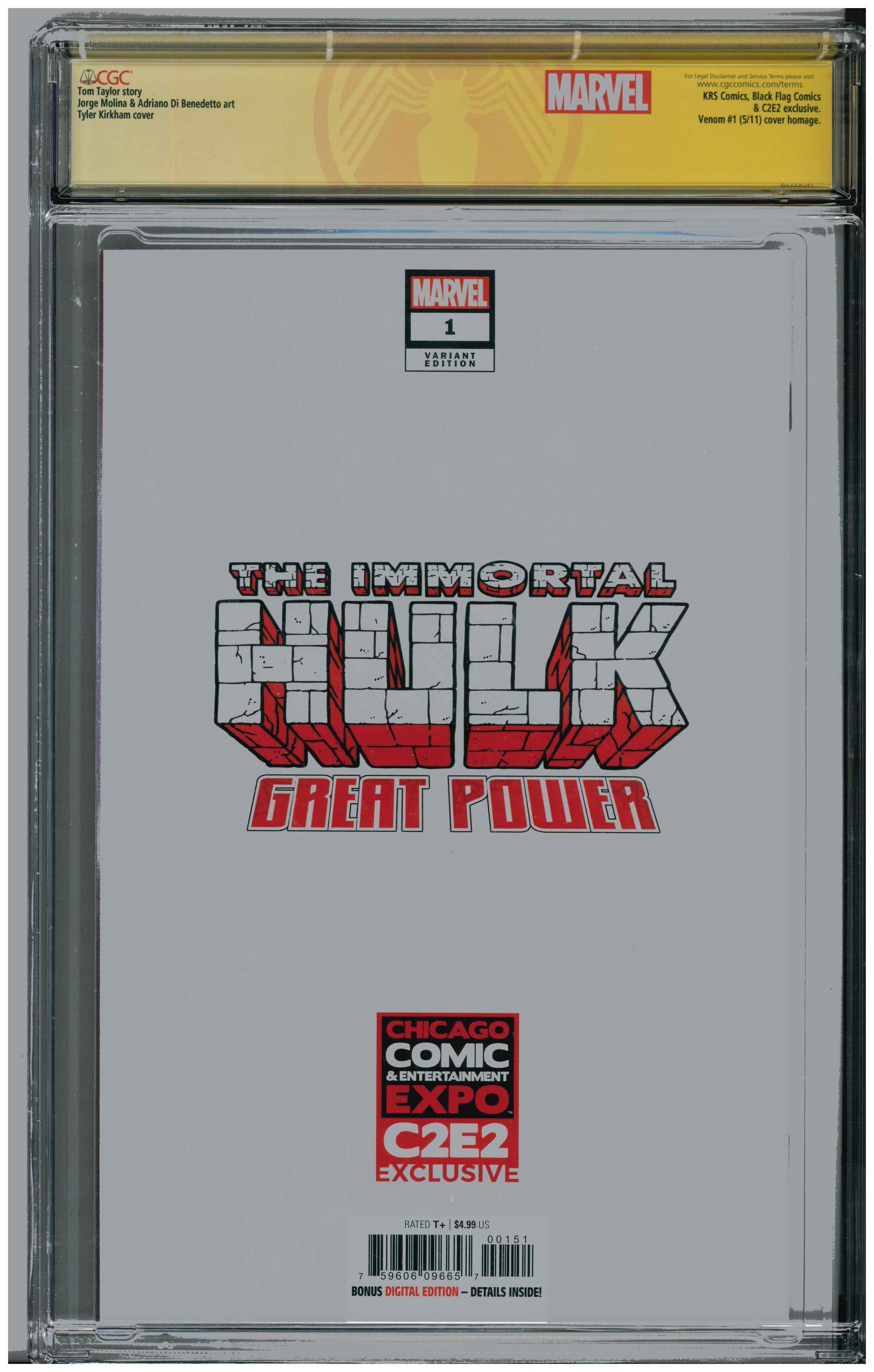 Immortal Hulk: Great Power #1 | Signed Tyler Kirkham backside