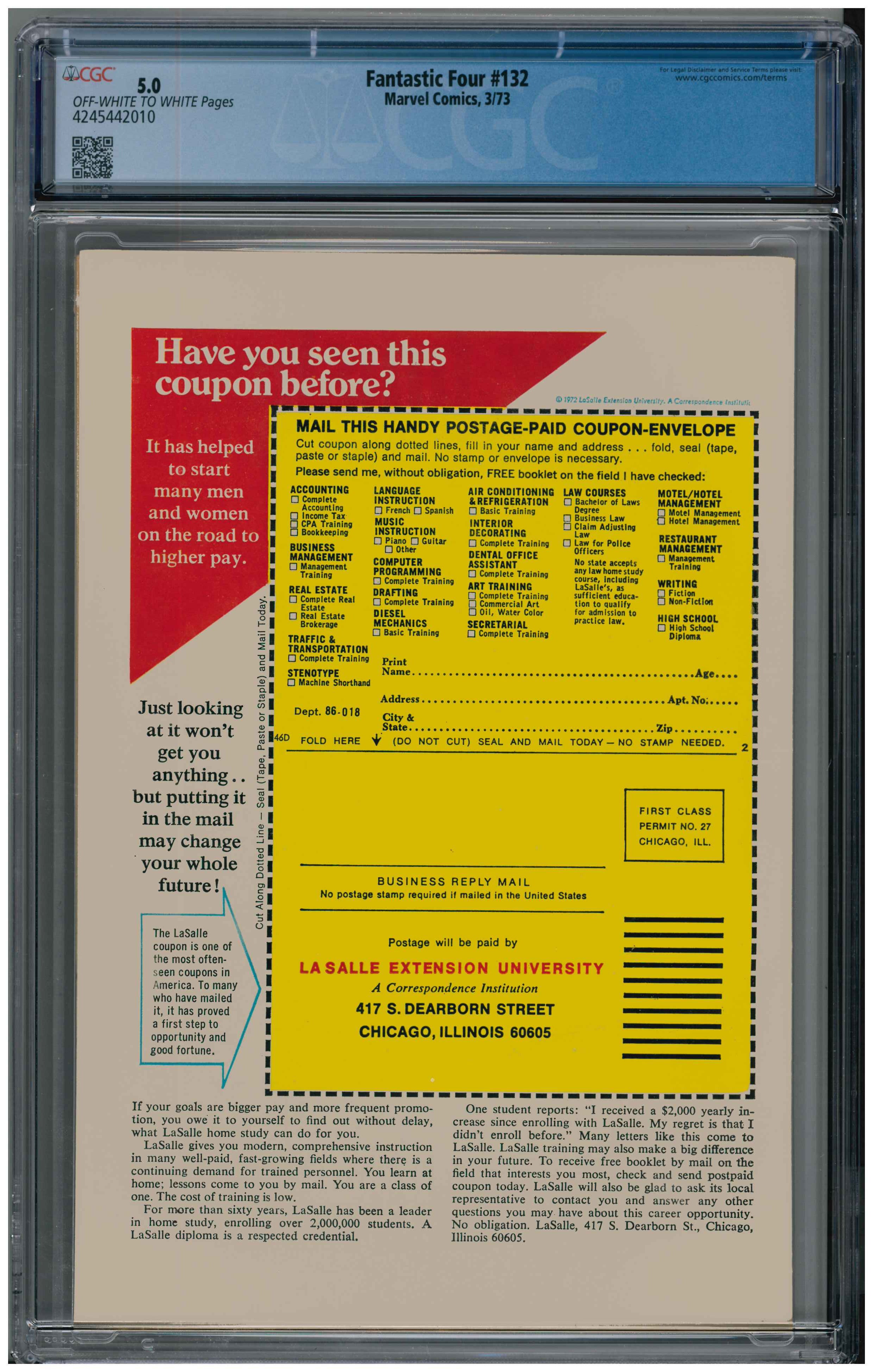 Fantastic Four #132 backside