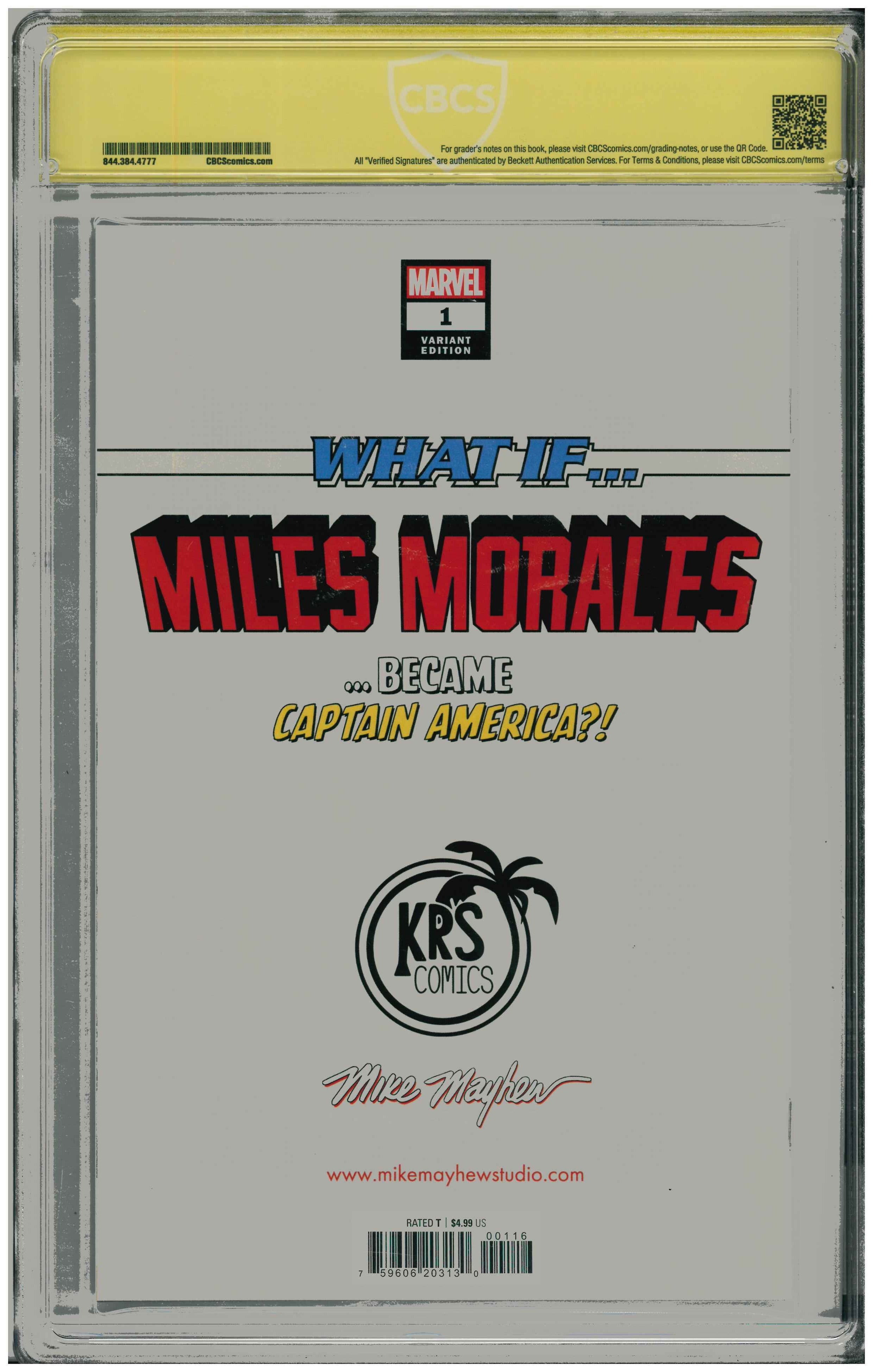 What If...? Miles Morales #1 | Unterschrieben von Mike Mayhew Rückseite