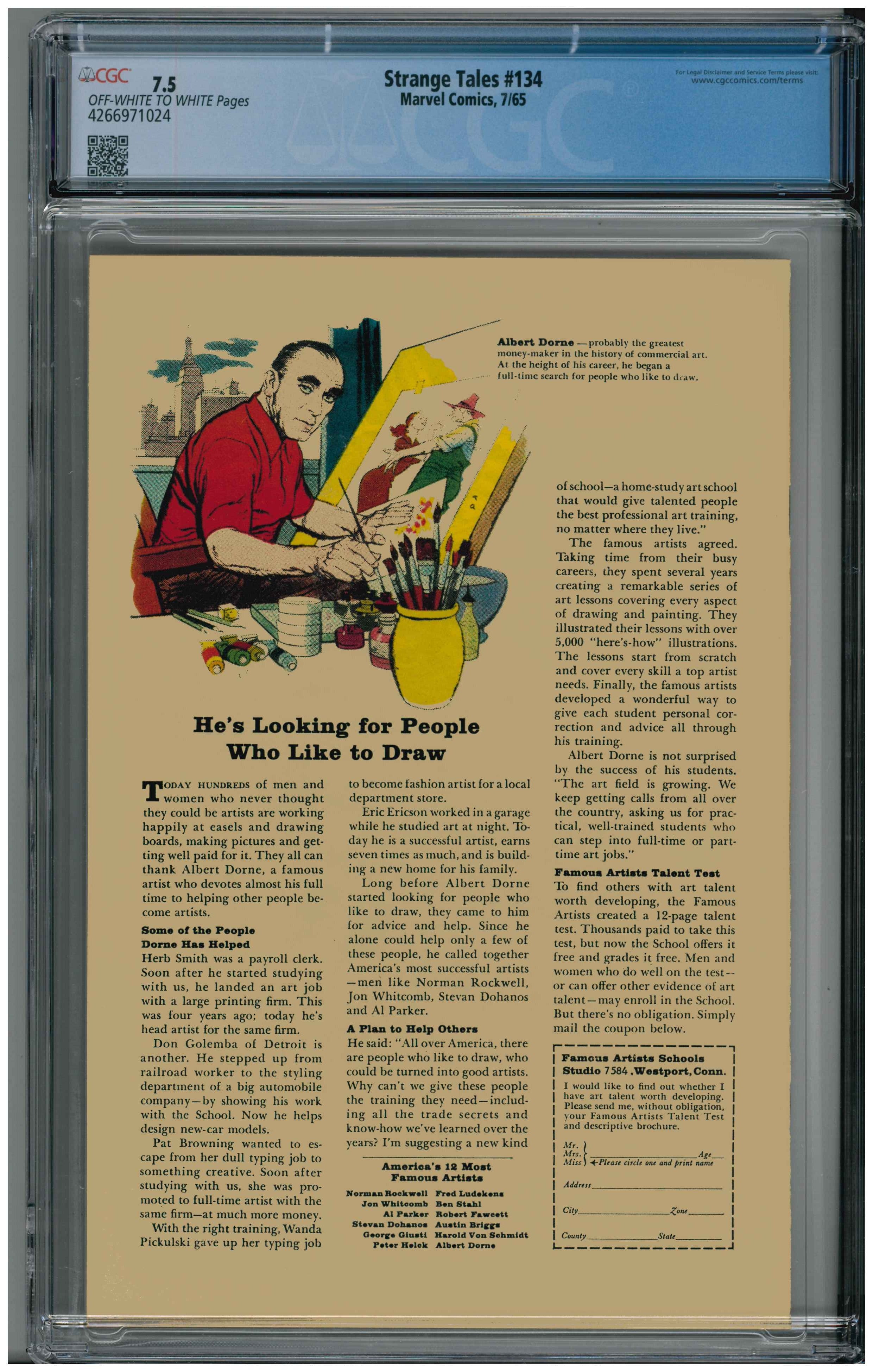 Strange Tales #134 Rückseite