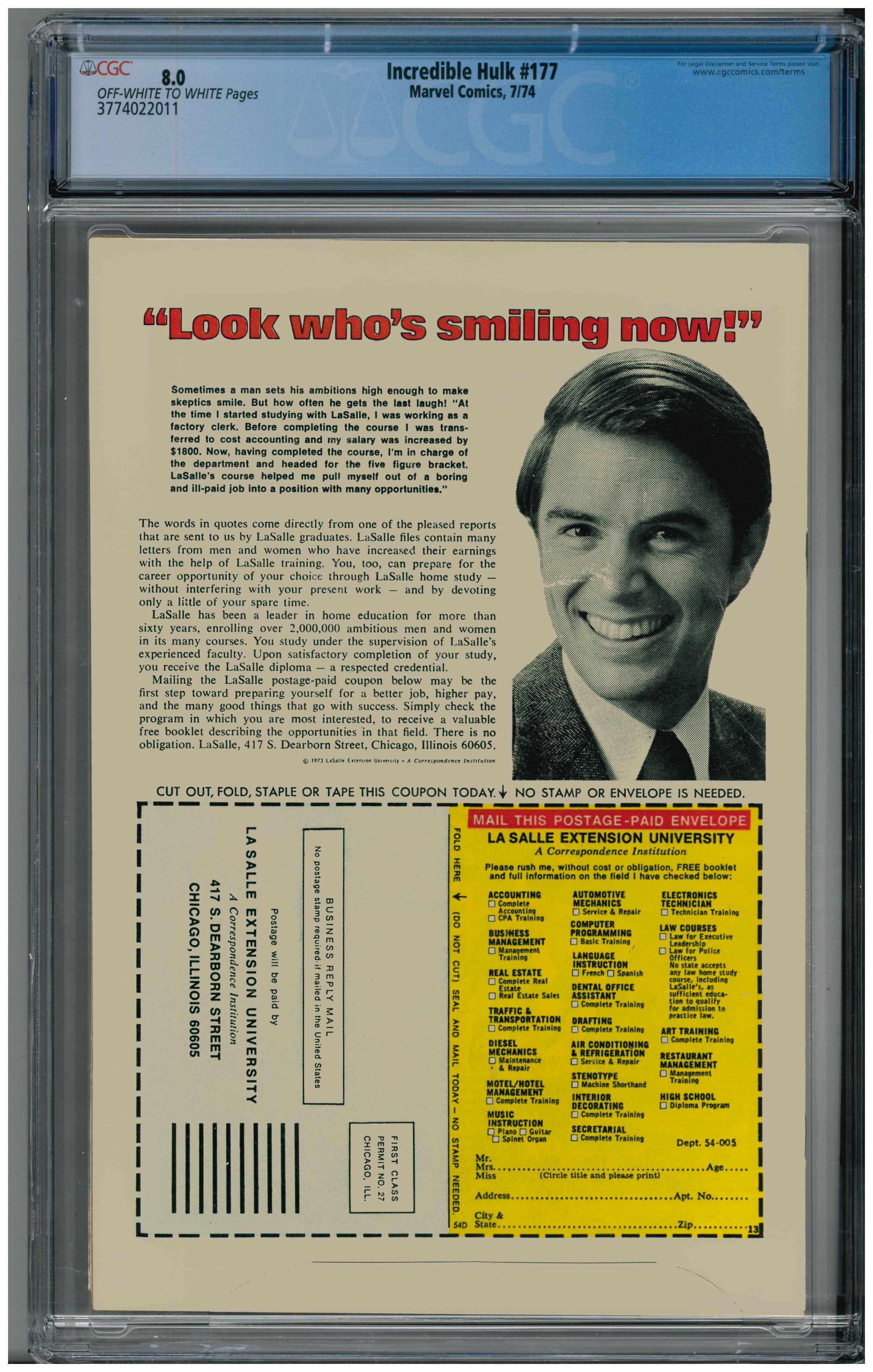 Incredible Hulk #177 Rückseite