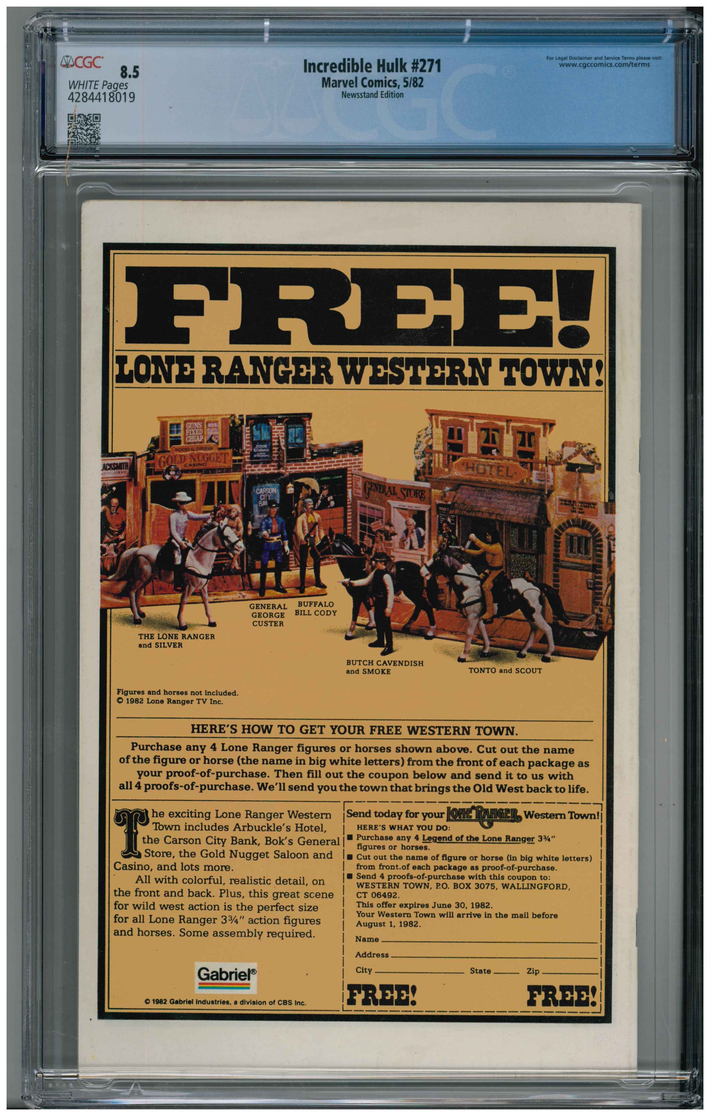 Incredible Hulk #271 Rückseite