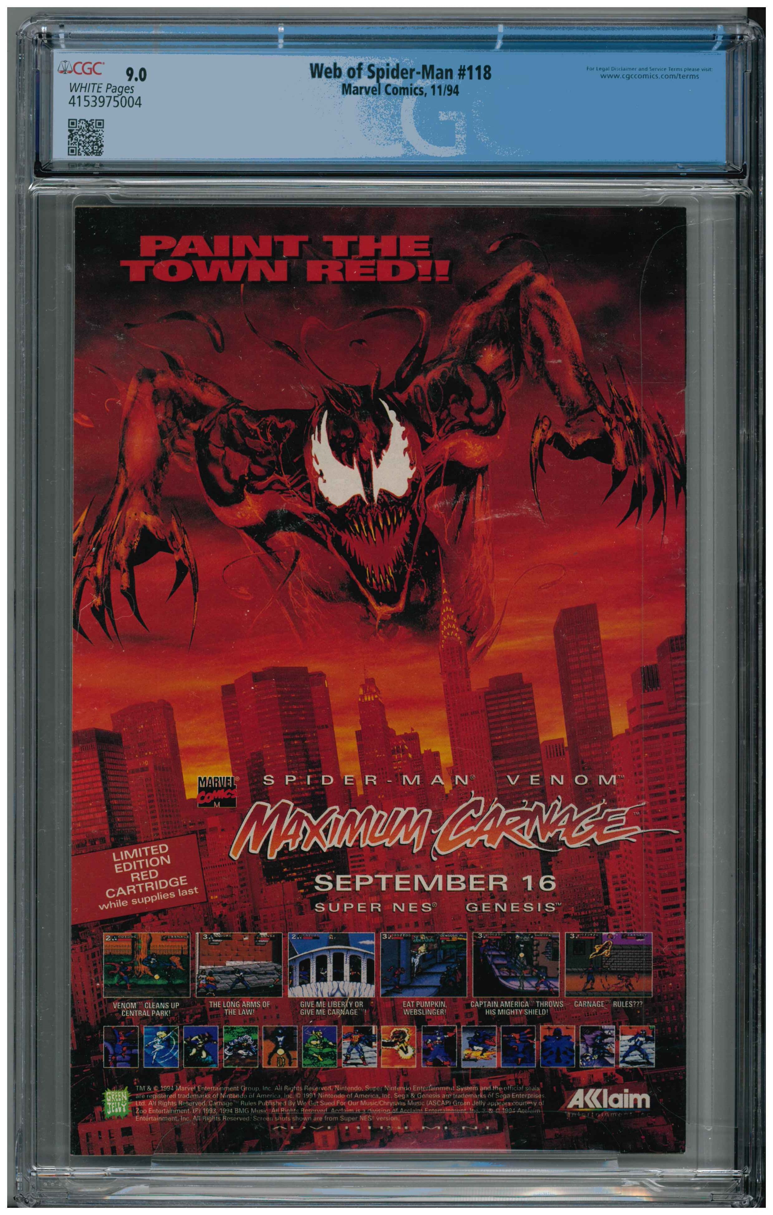 Web of Spider-Man #118 Rückseite