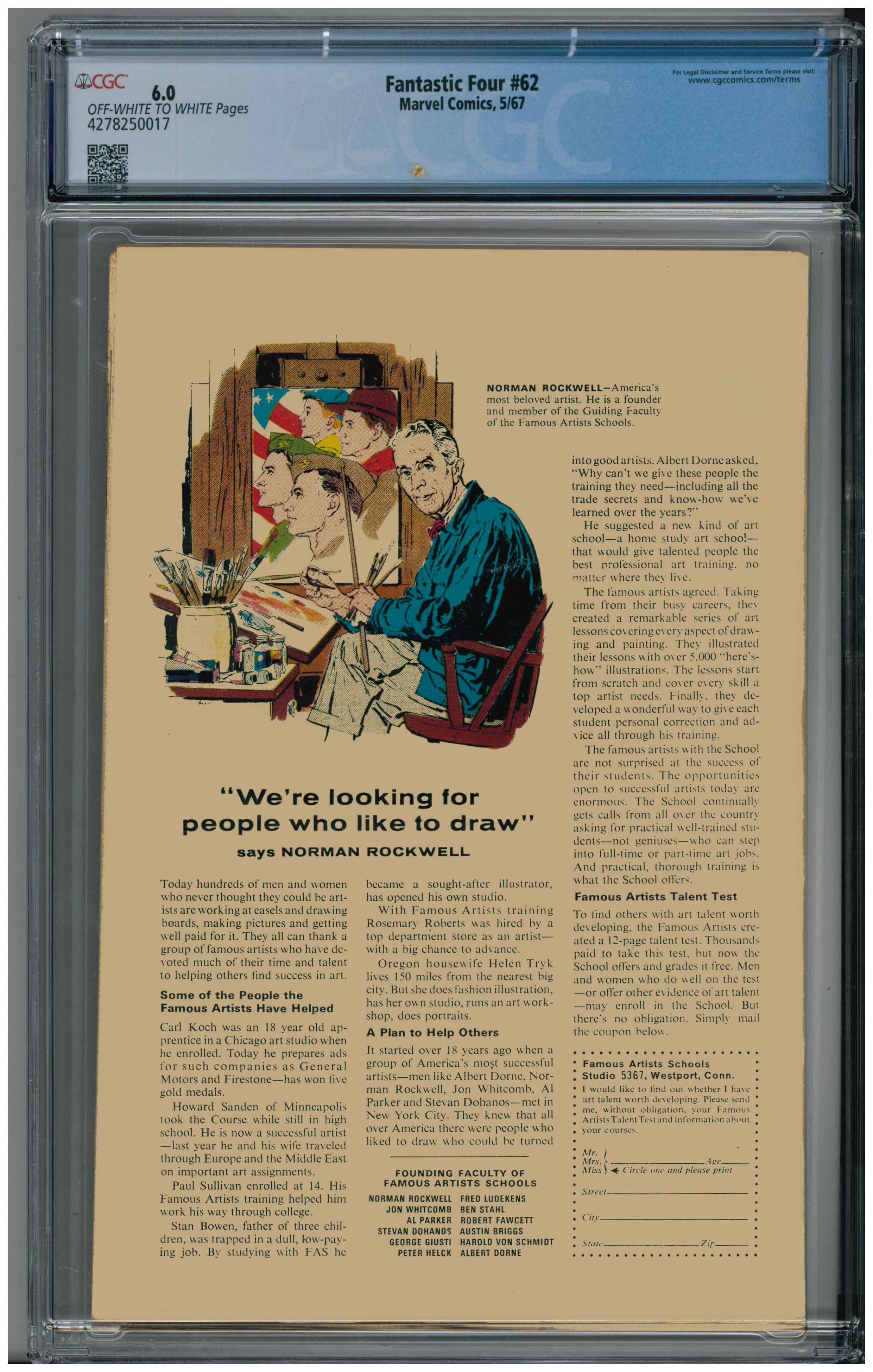 Fantastic Four #62 Rückseite