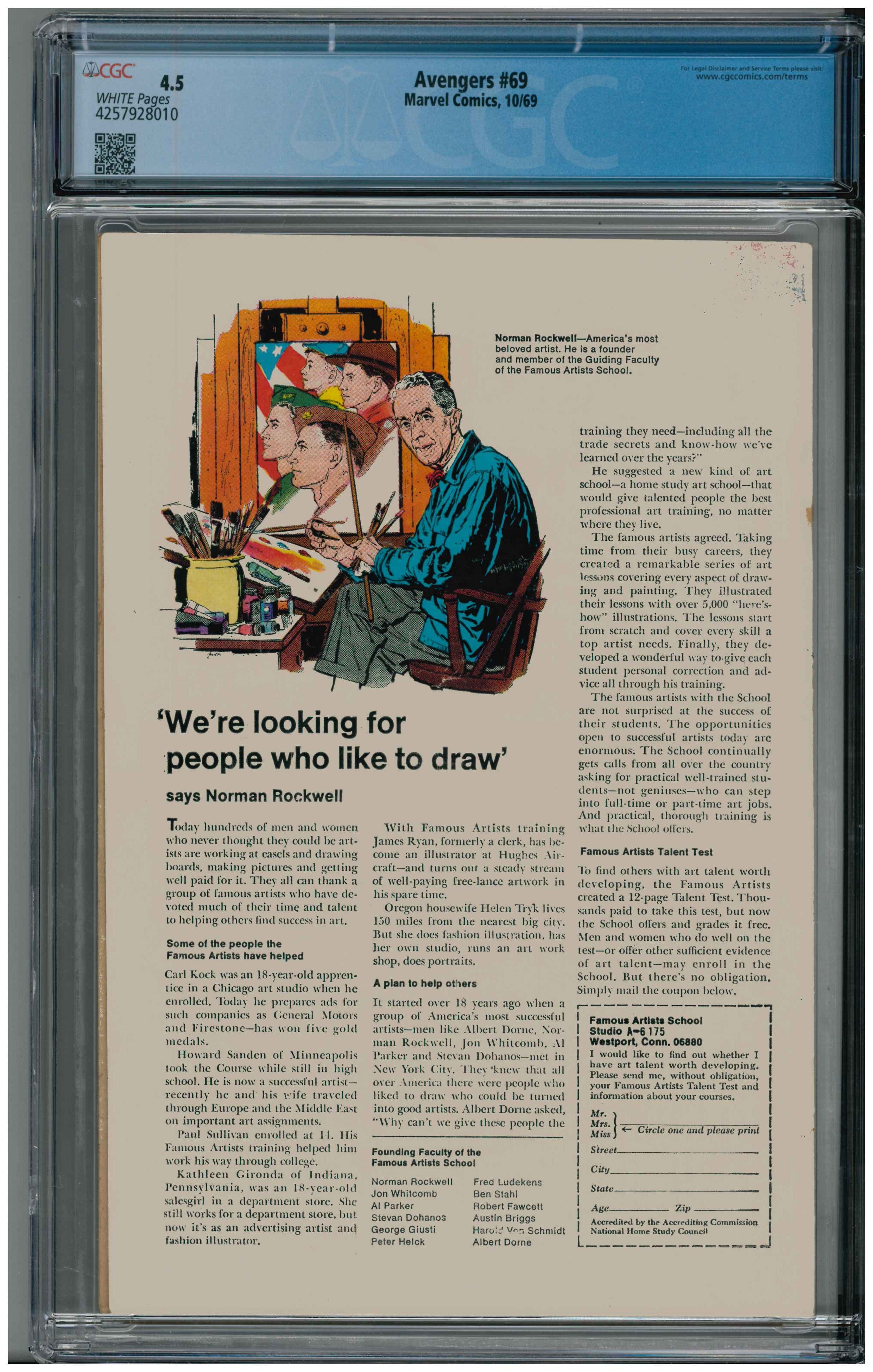 Avengers #69 Rückseite