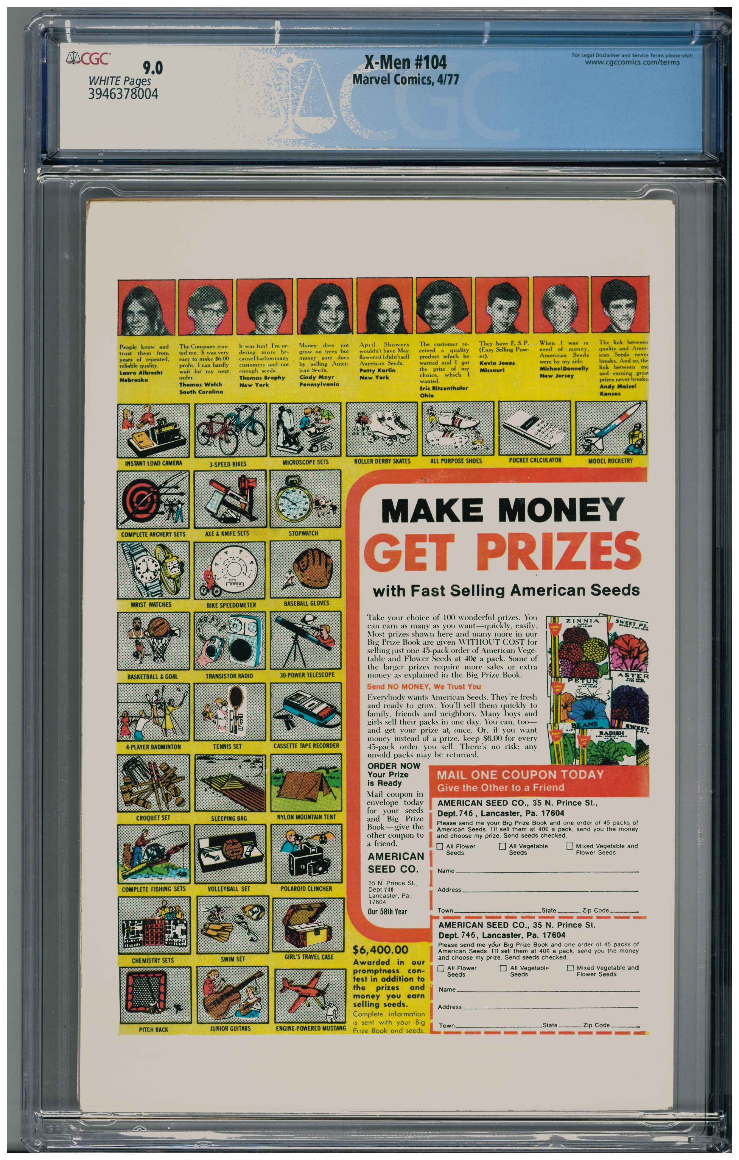 X-Men #104 Rückseite