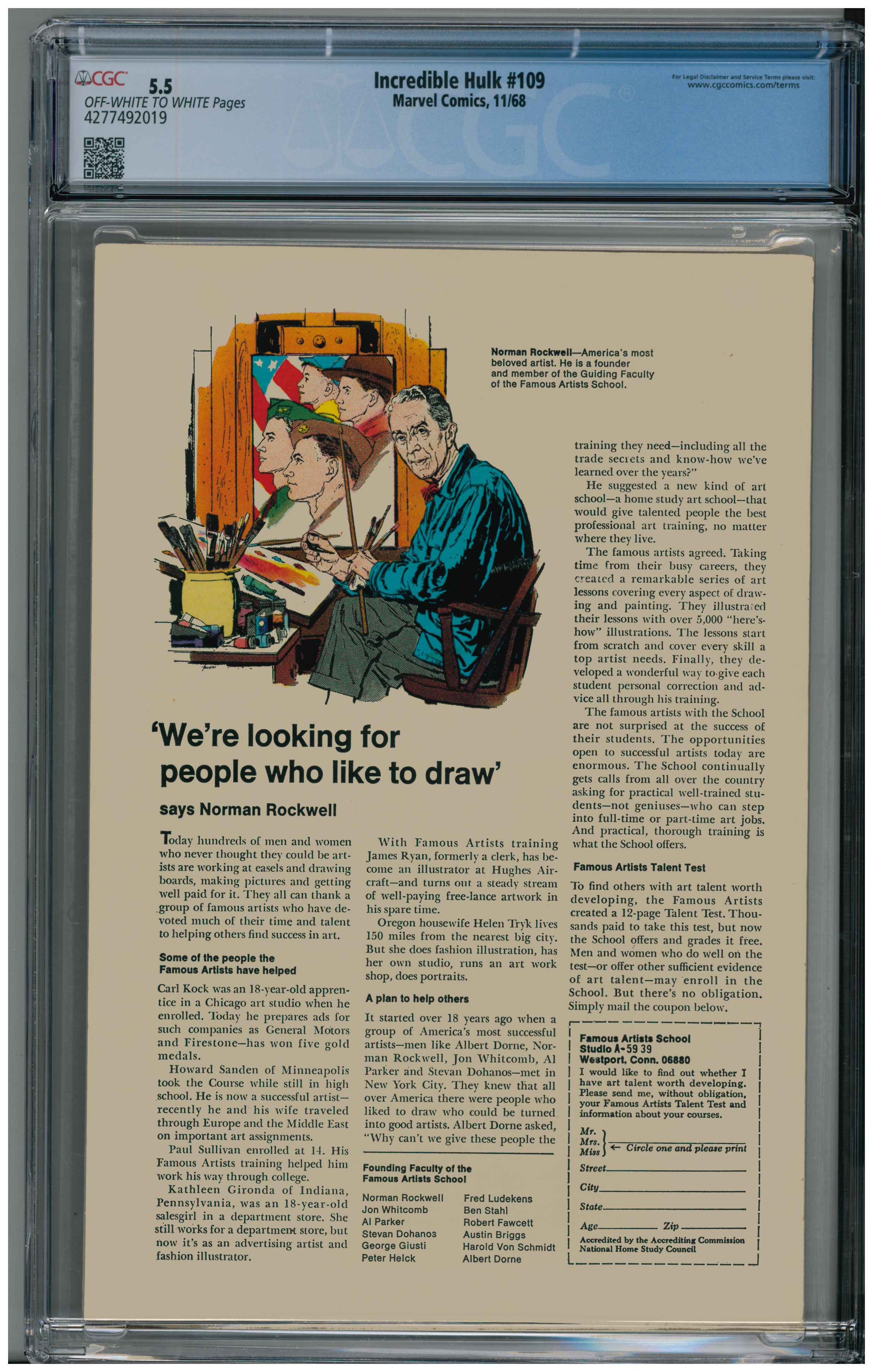 Incredible Hulk #109 Rückseite