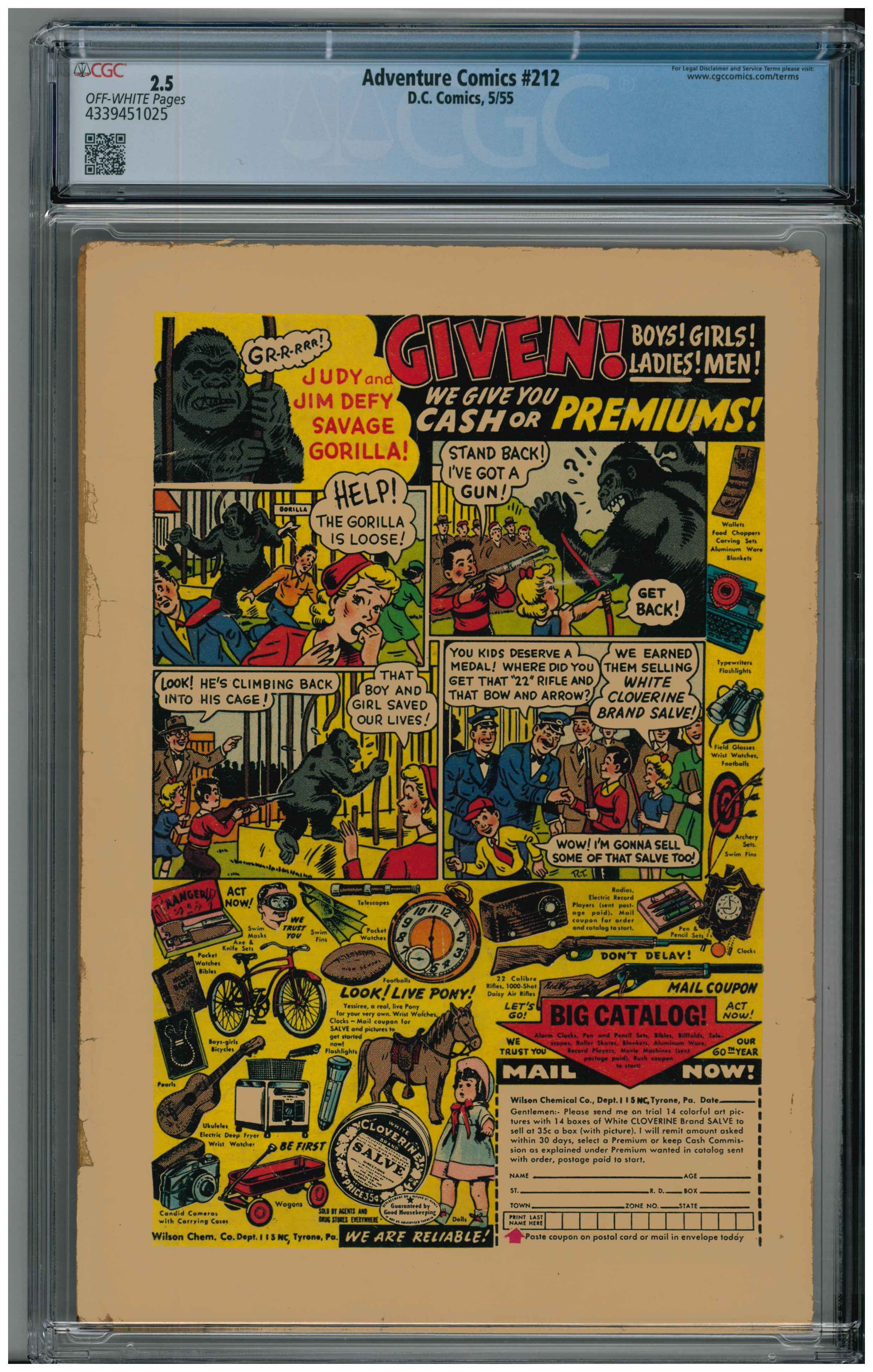 Adventure Comics #212 Rückseite