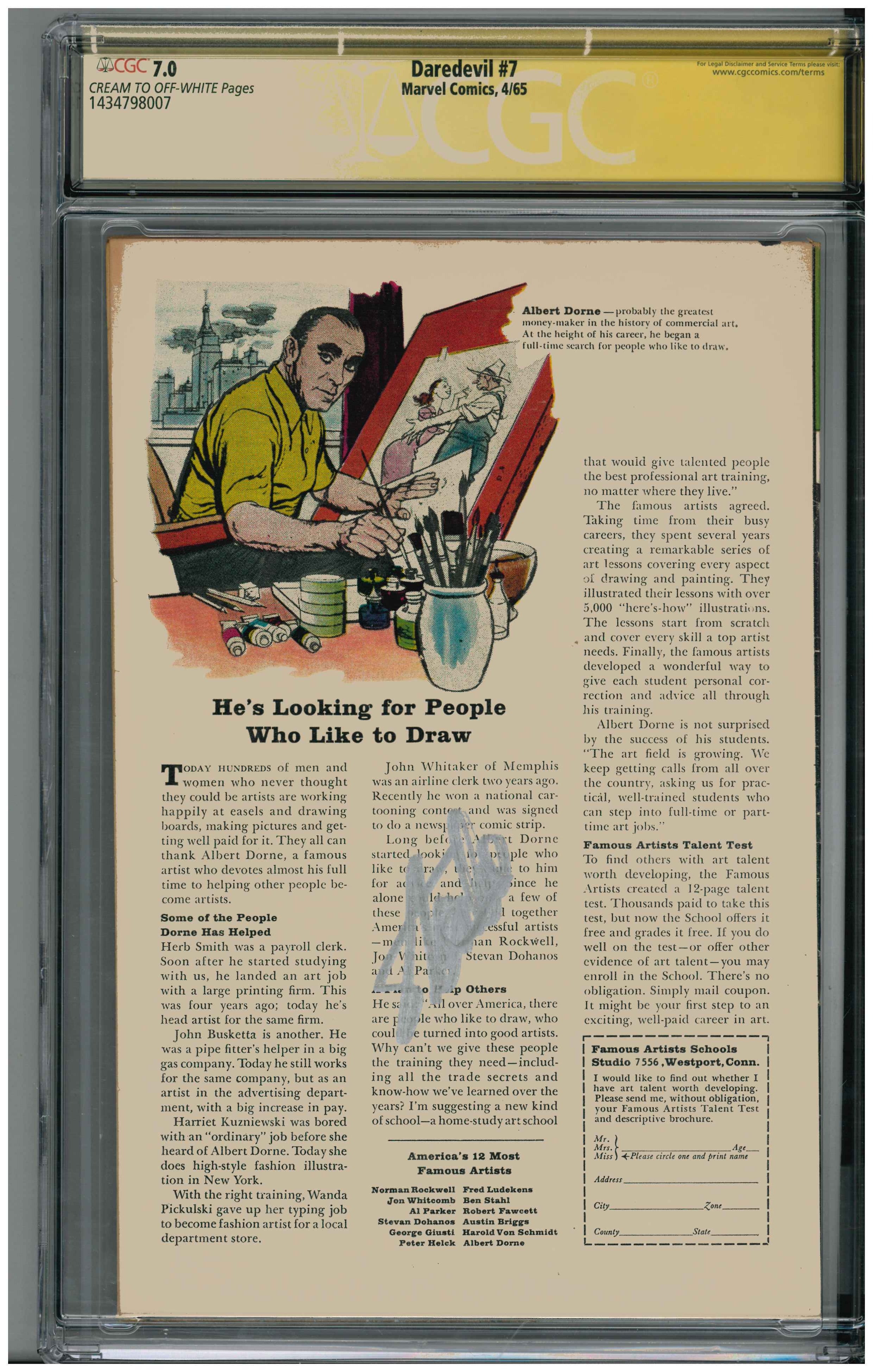 Daredevil #7 | Unterschrieben von Stan Lee Rückseite