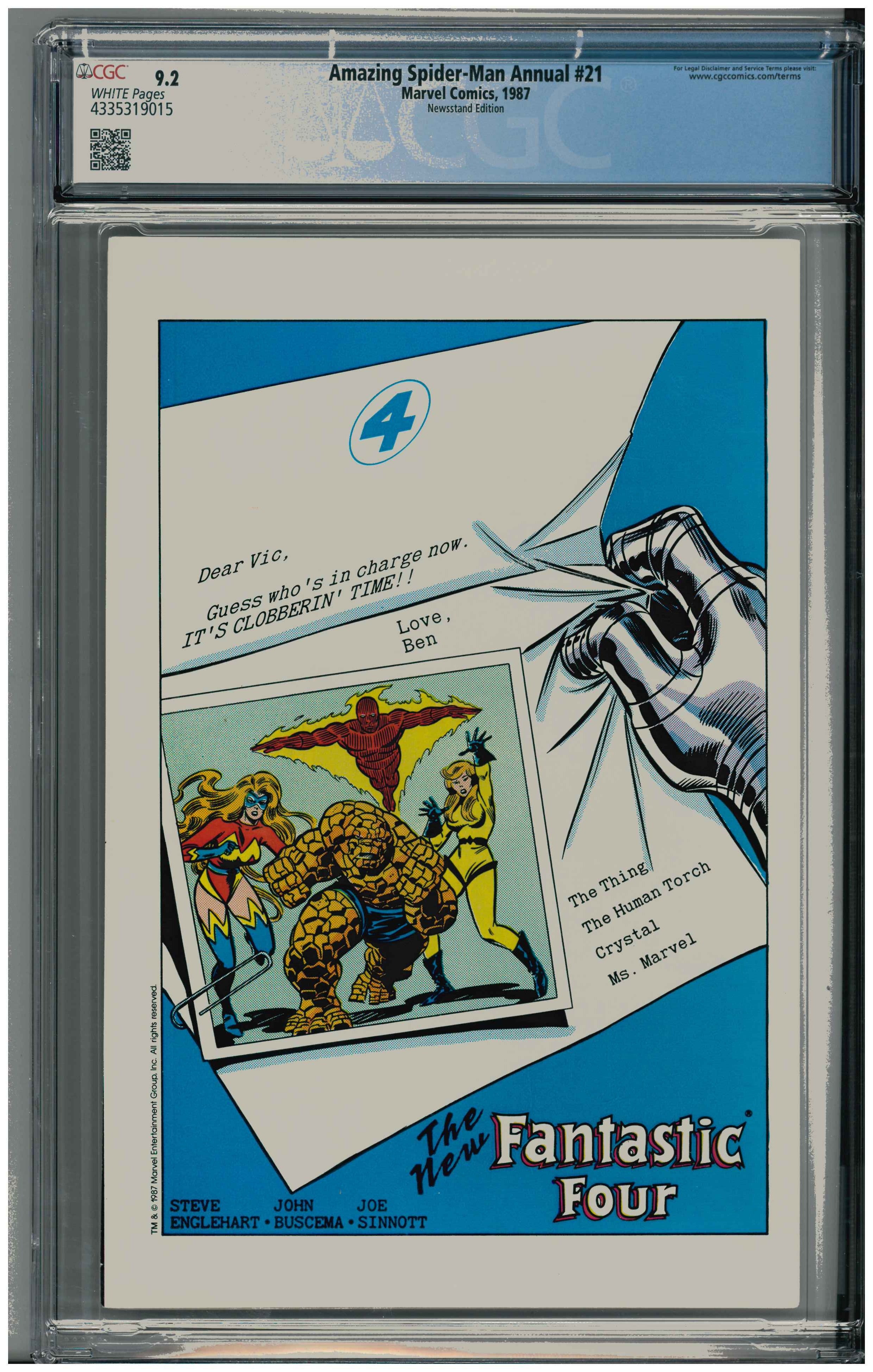 Amazing Spider-Man Annual #21 Rückseite