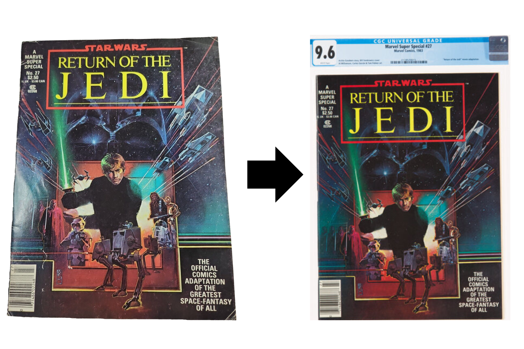 Marvel Super Special #27 Vor und Nach dem Grading