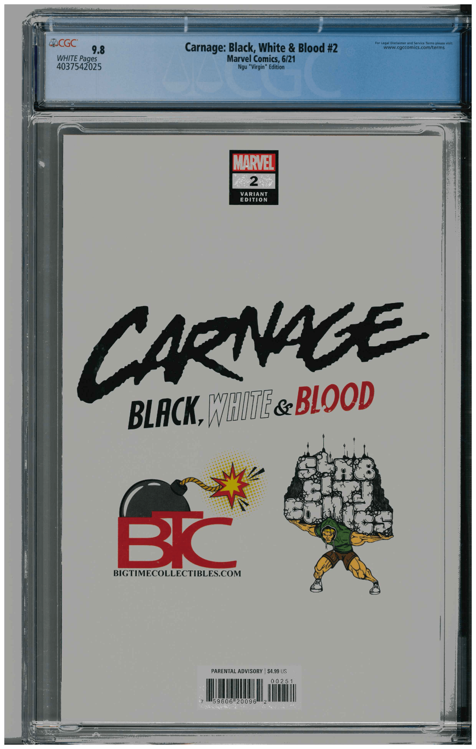 Carnage: Black, White & Blood #2 backside