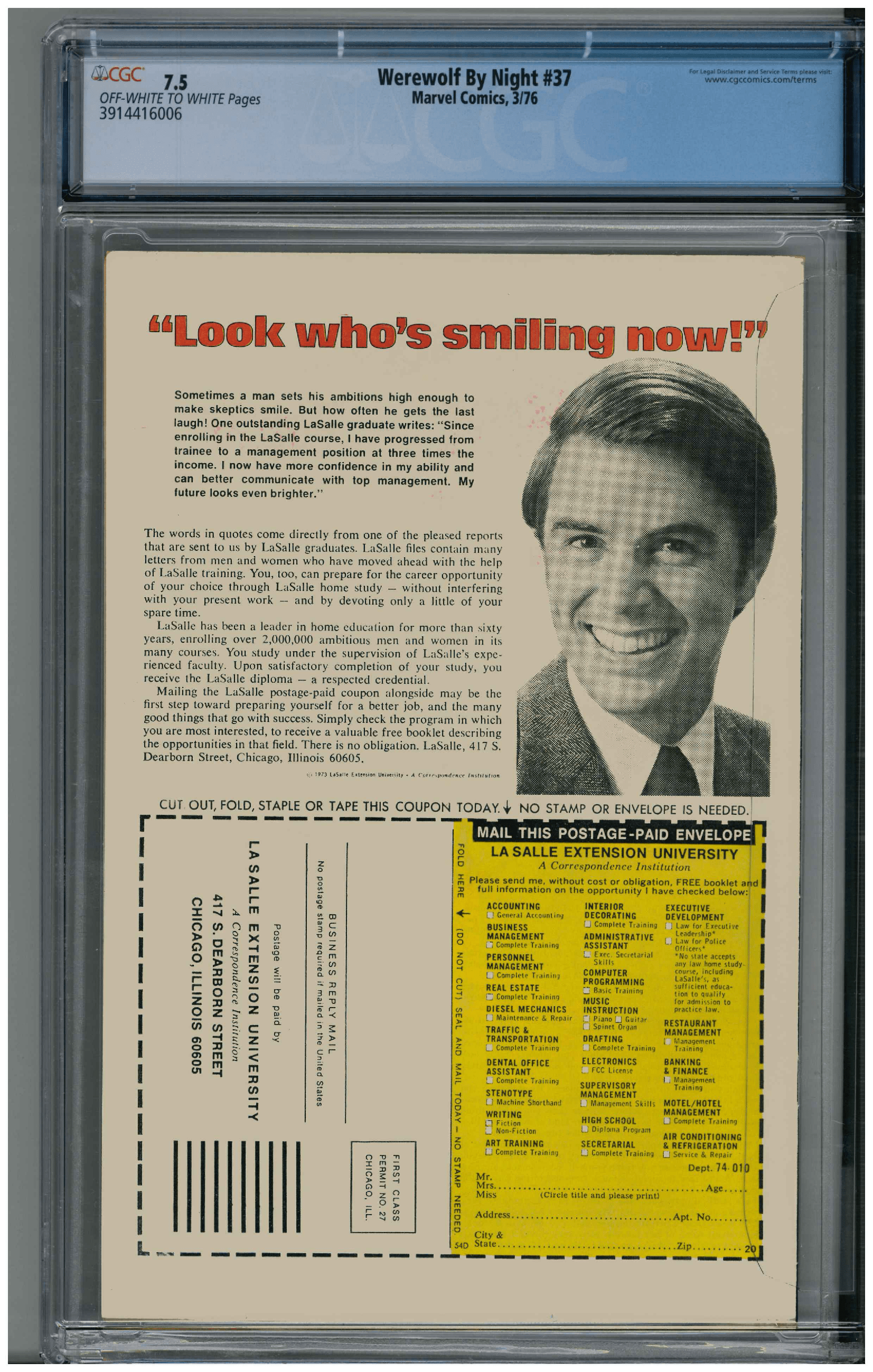 Werewolf By Night #37 backside