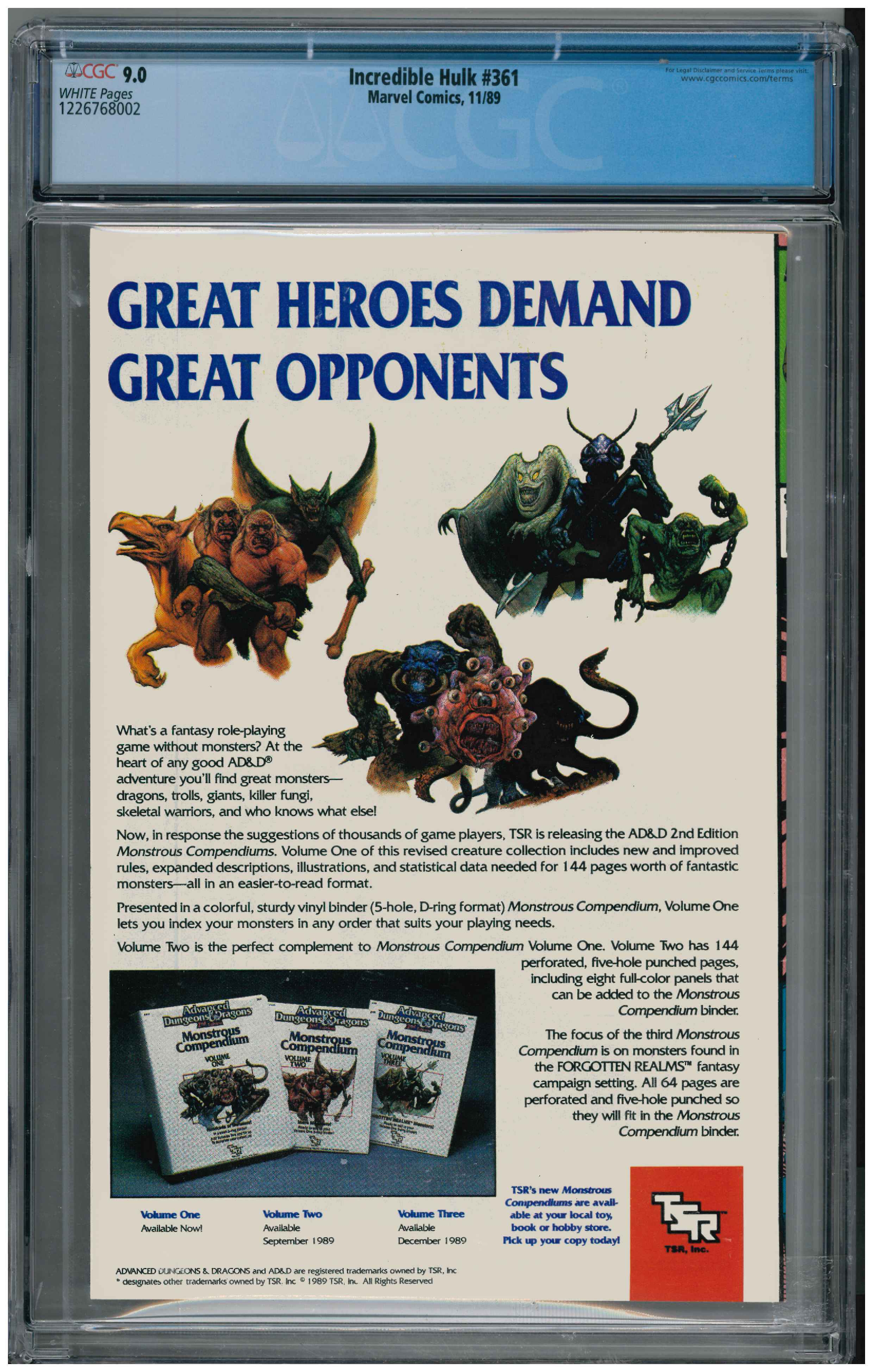 Incredible Hulk #361 backside