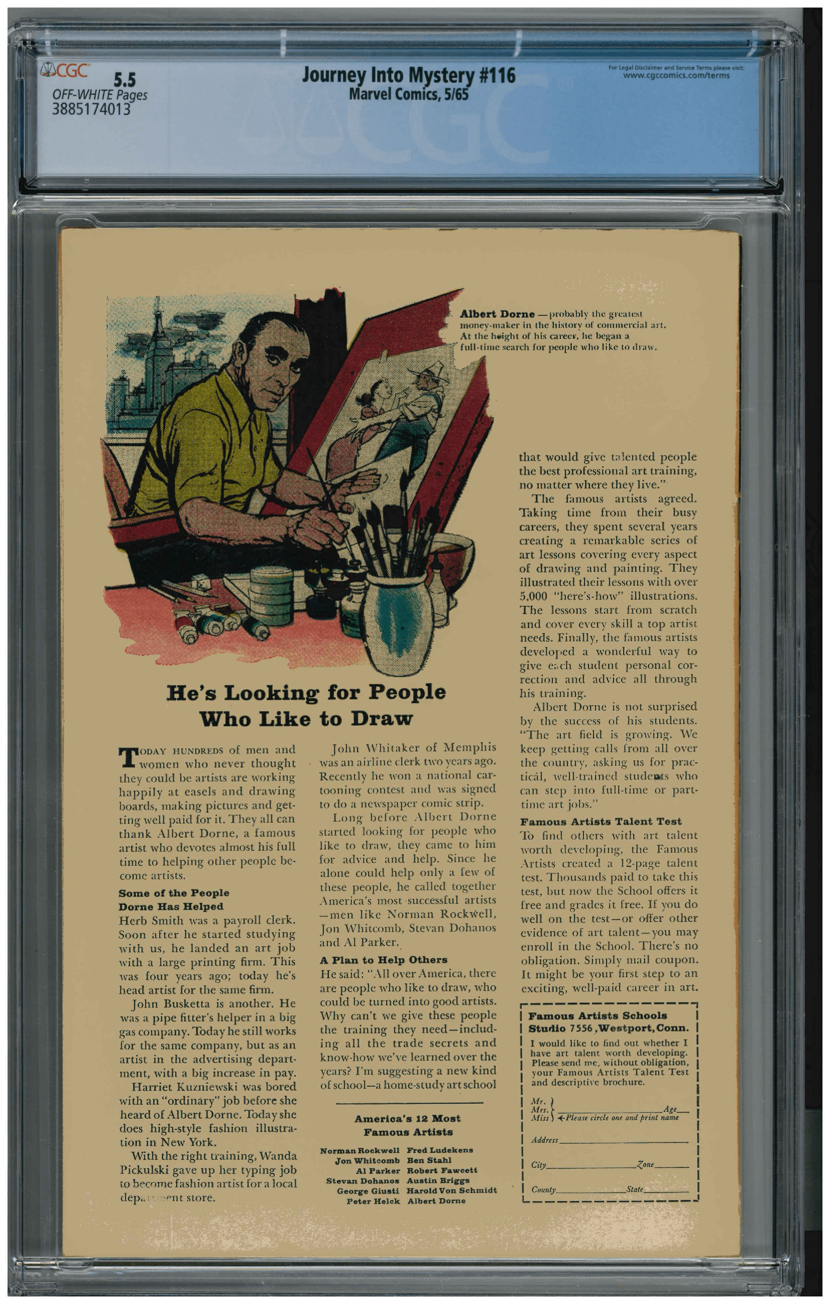 Journey Into Mystery #116 backside