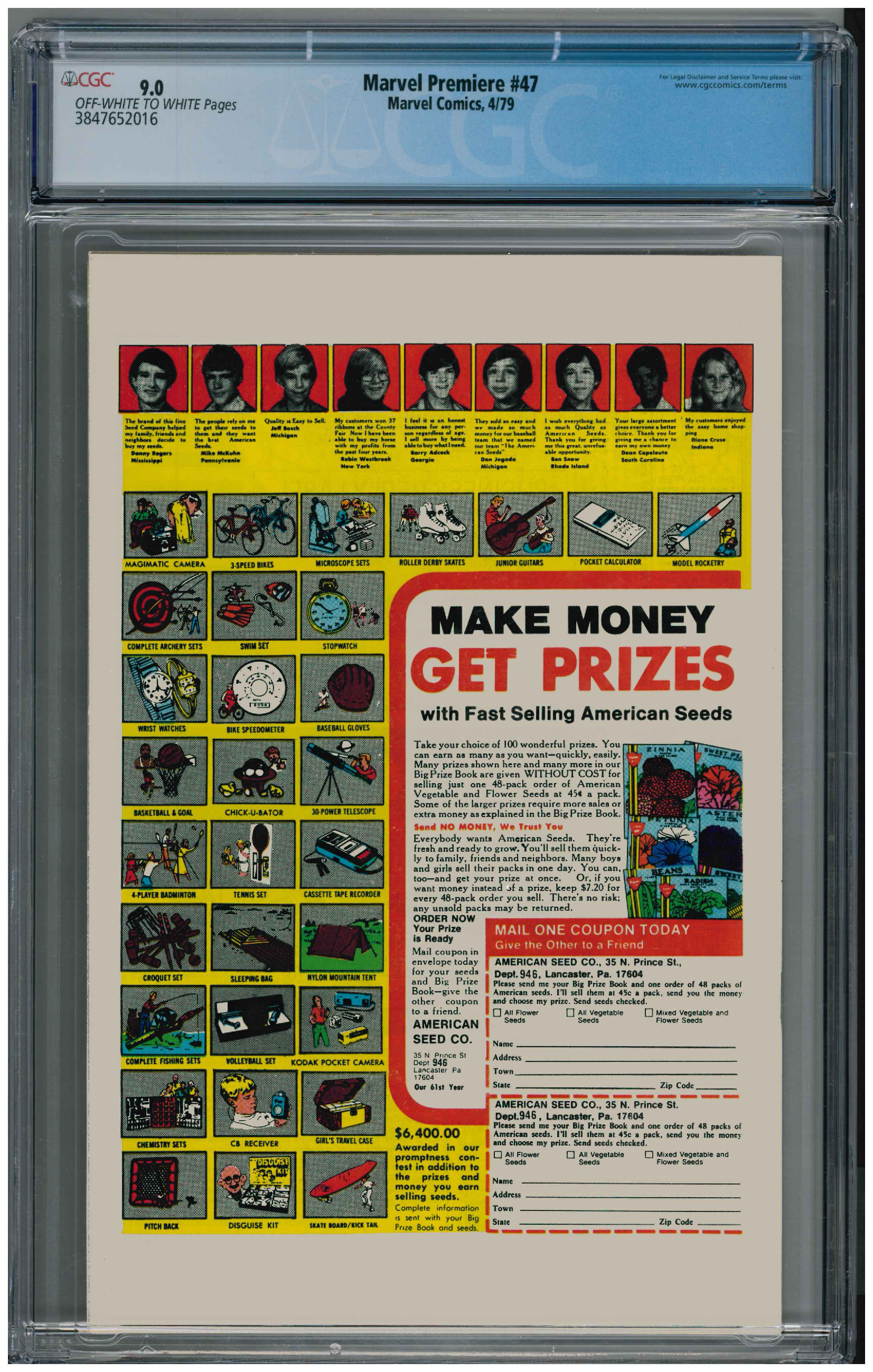 Marvel Premiere #47 backside