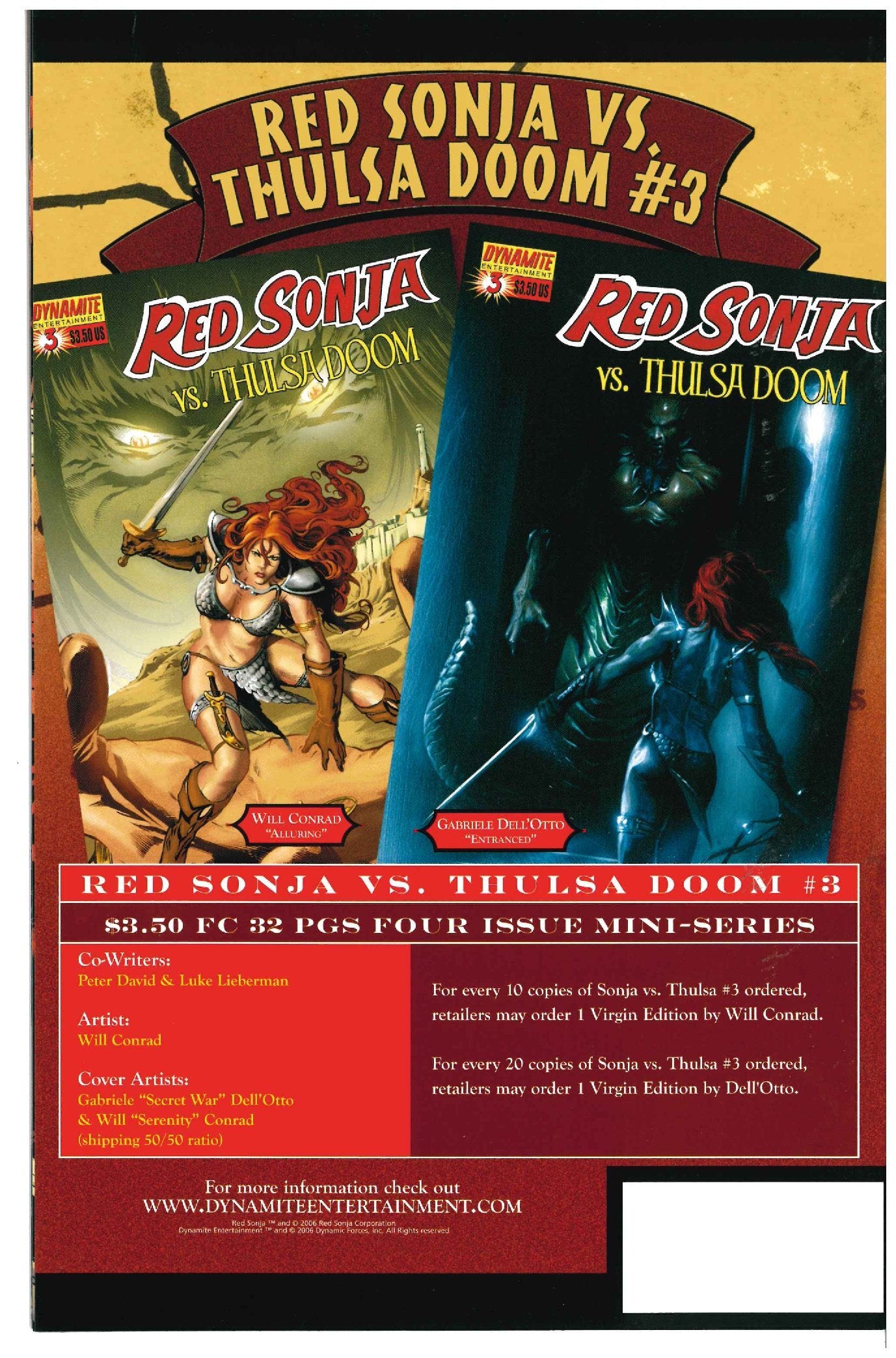 Red Sonja vs. Thulsa Doom #3 backside