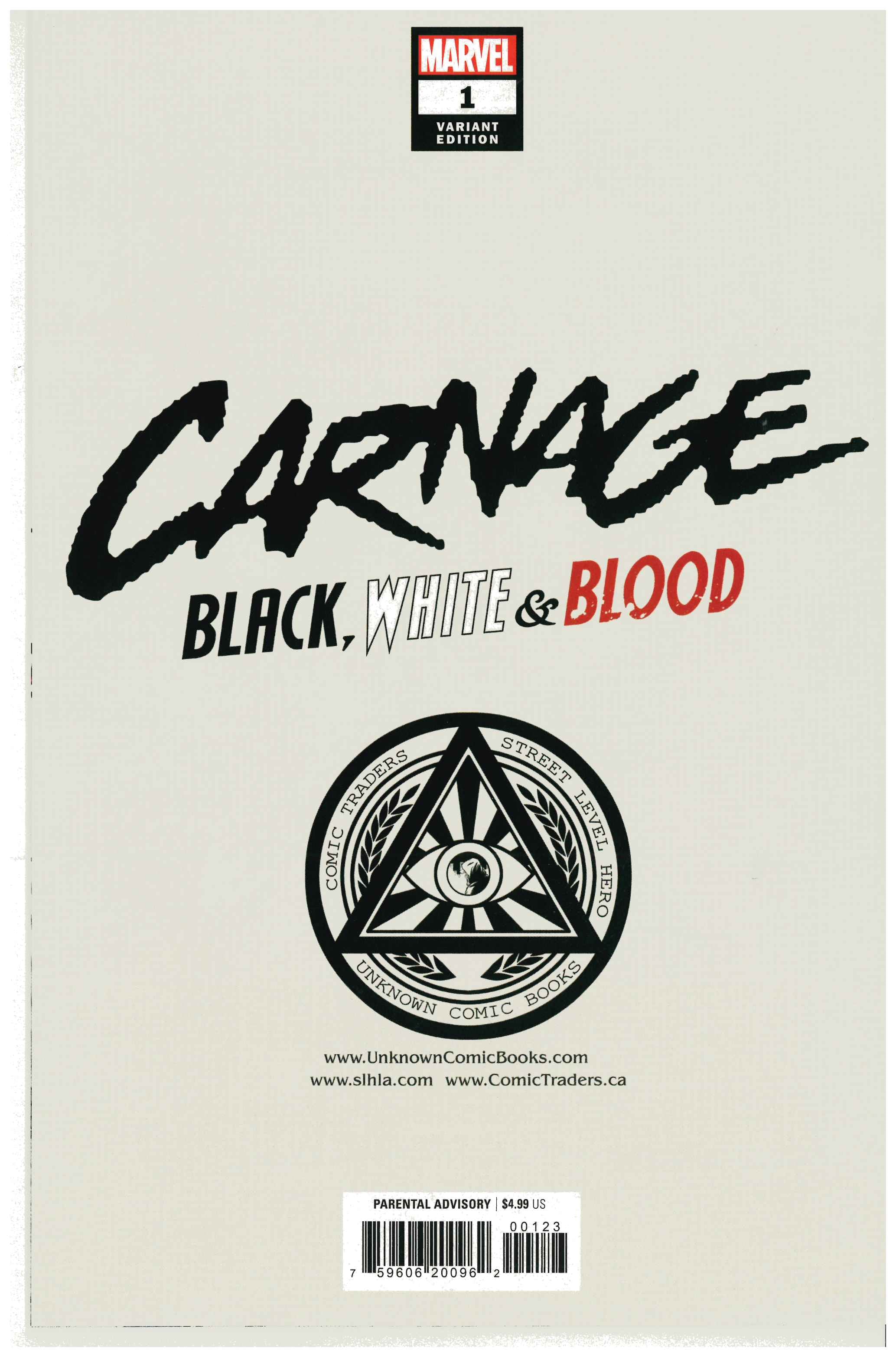 Carnage: Black, White & Blood #1 backside