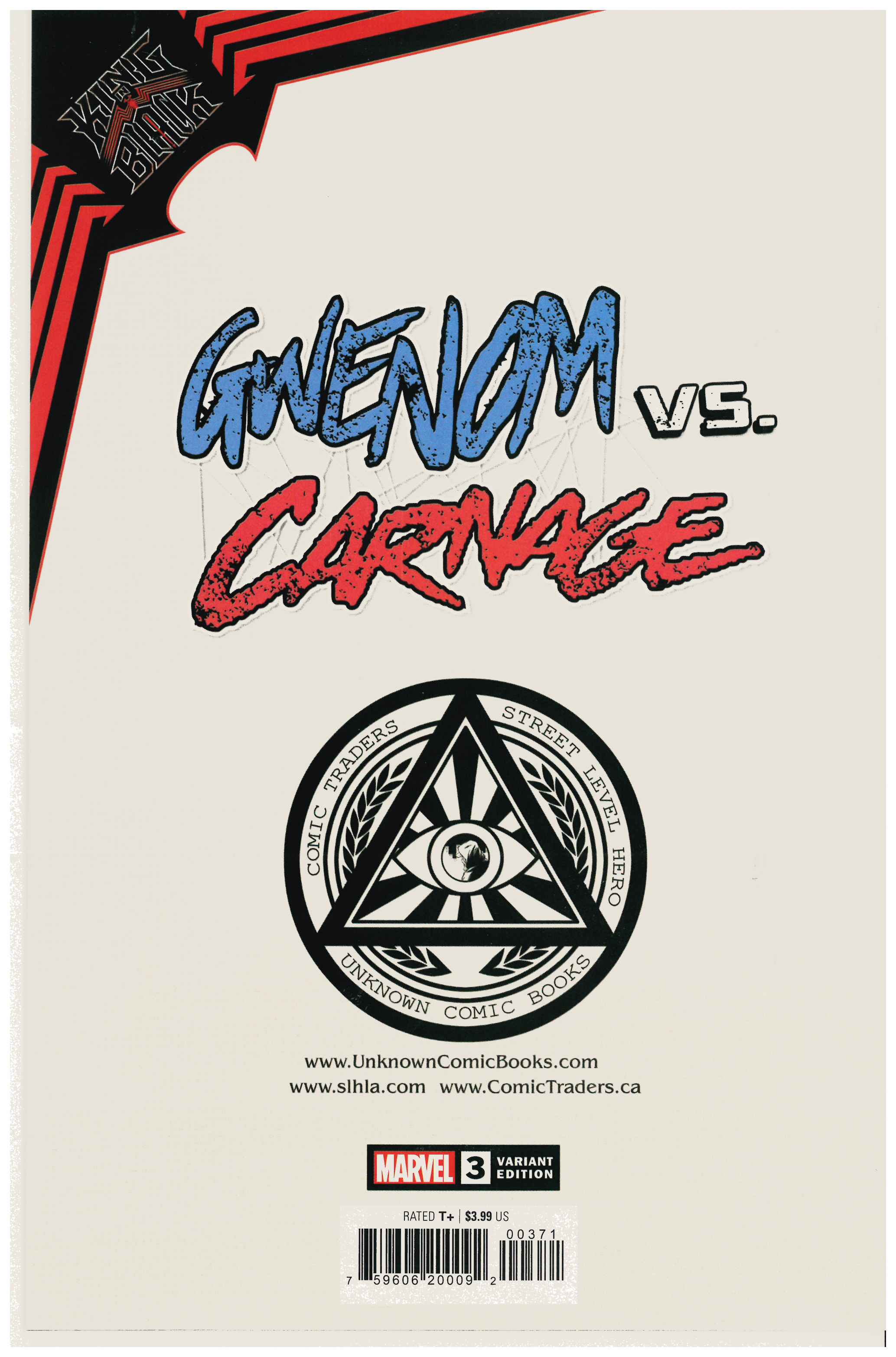 King in Black: Gwenom Vs. Carnage #3 backside