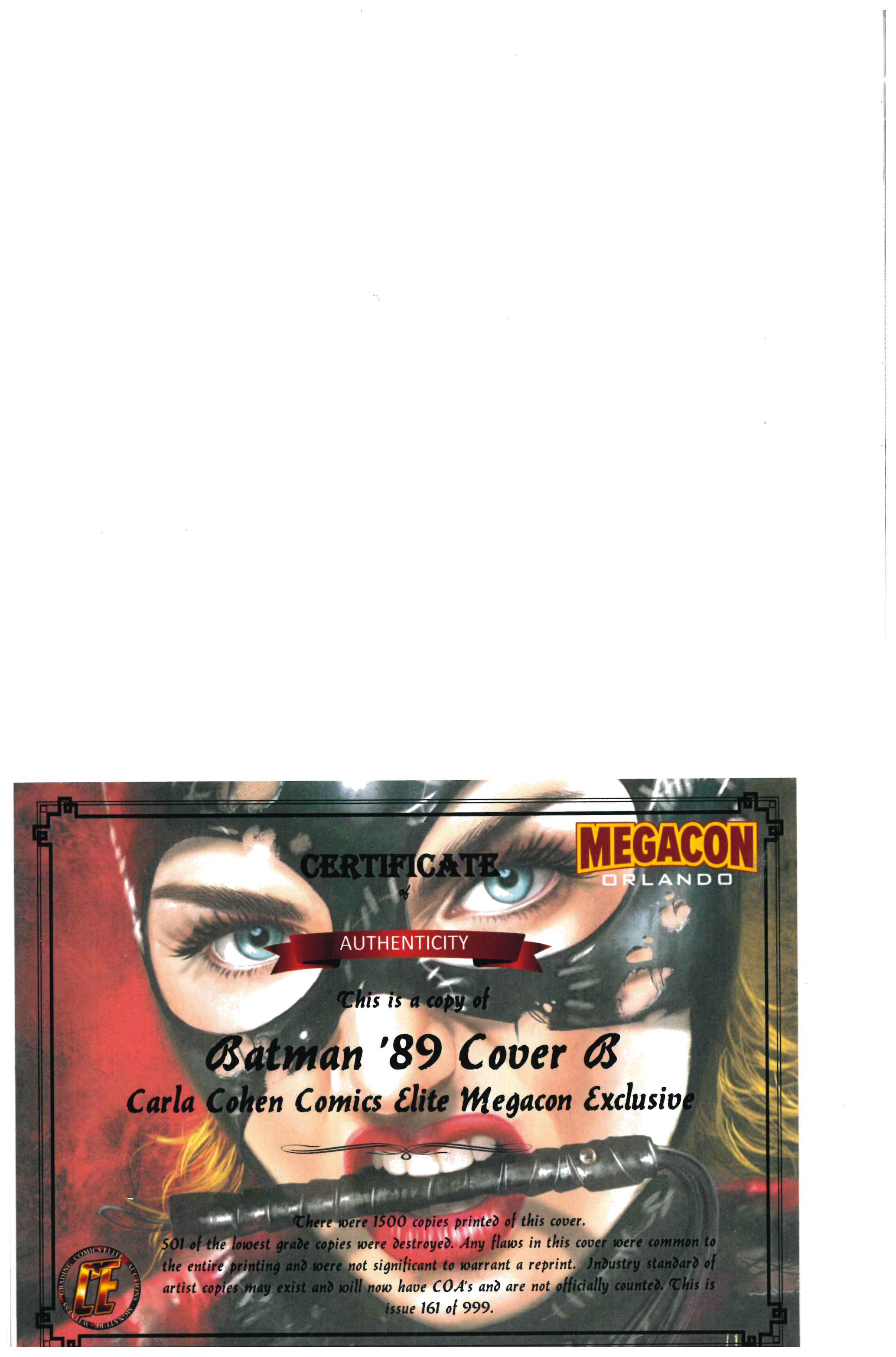 Batman '89 #1 certificate of authenticity