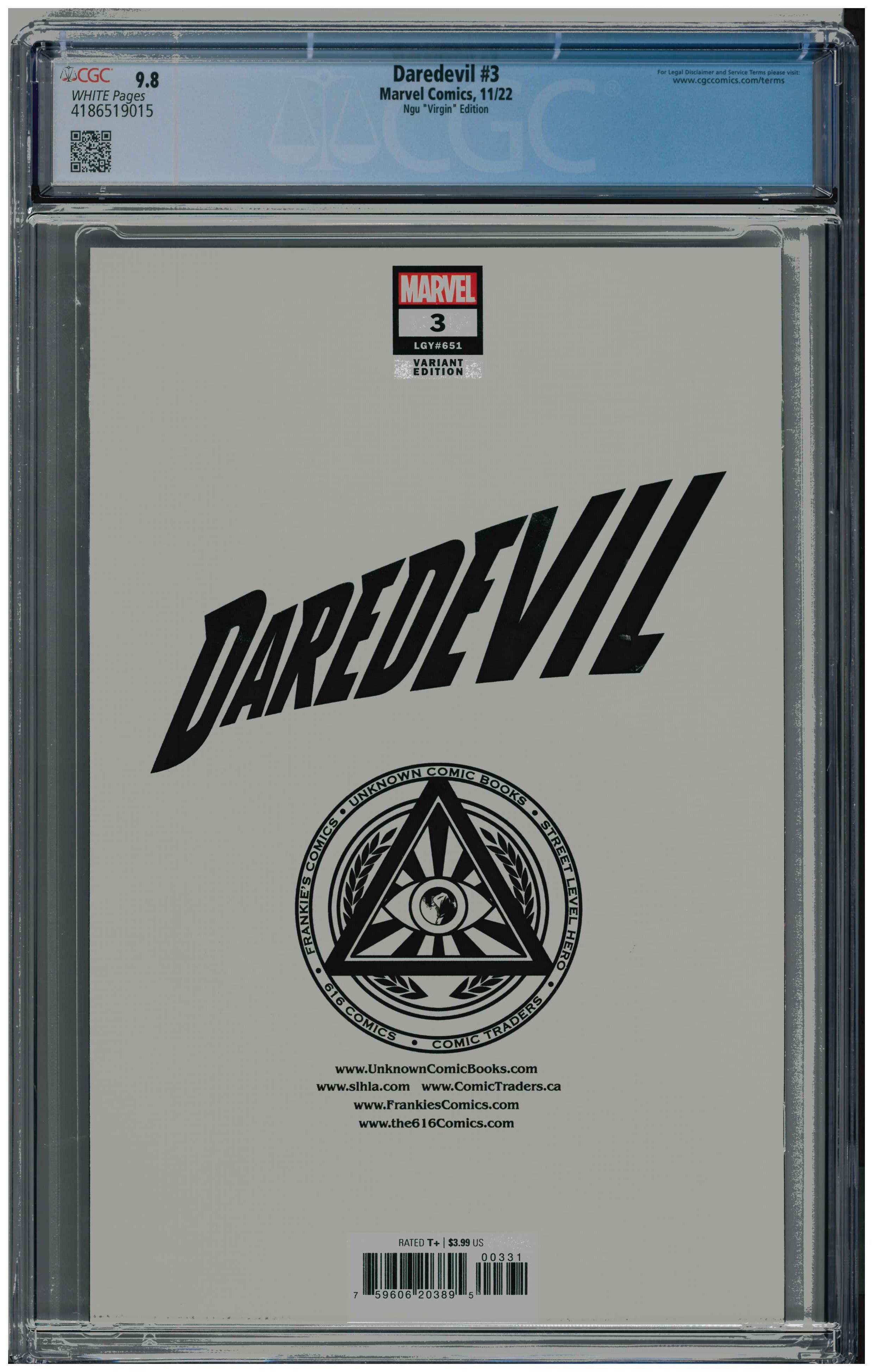 Daredevil #3 backside