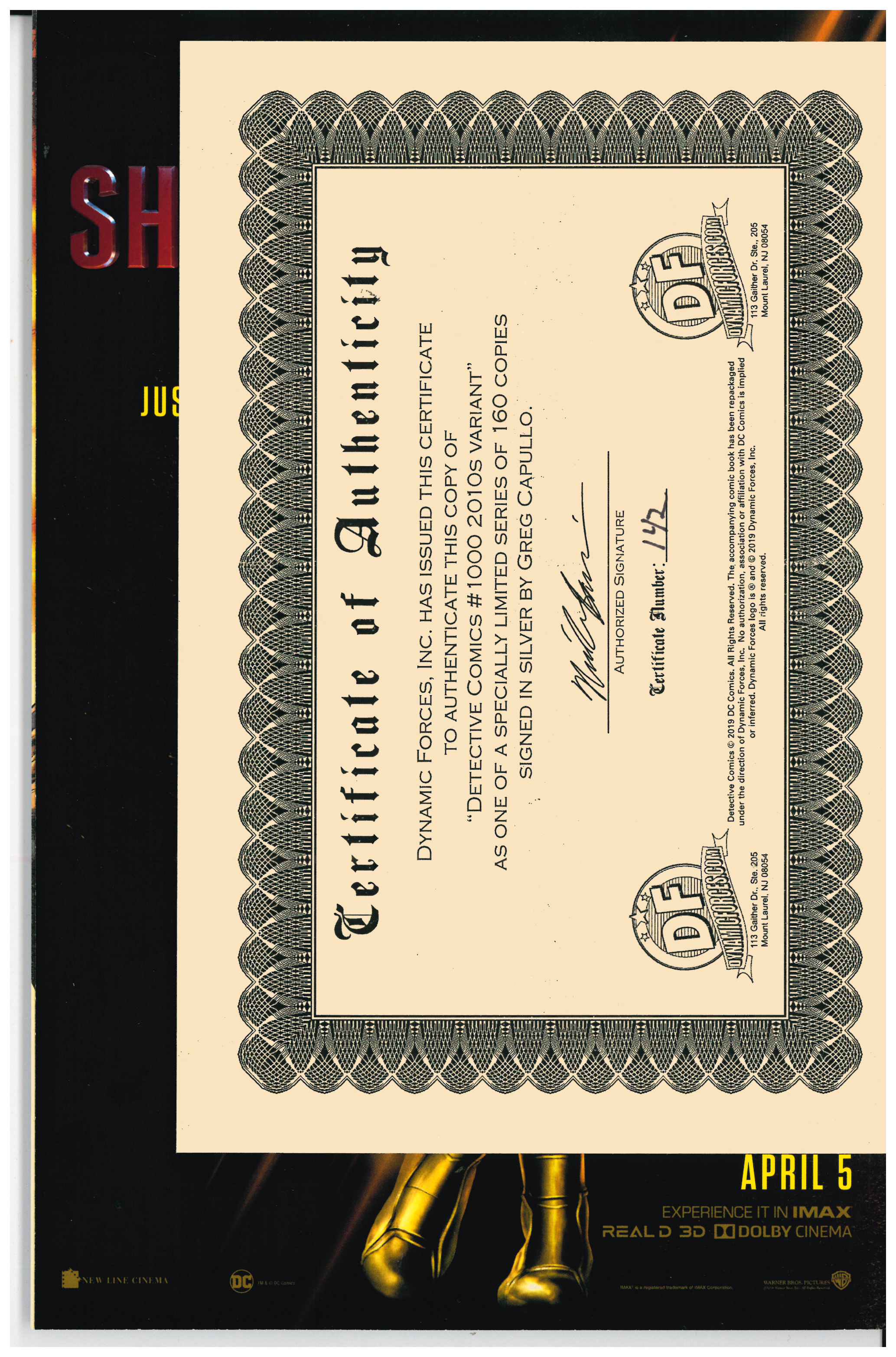 Detective Comics #1000 | Signed by Greg Capullo Certificate of Authenticity