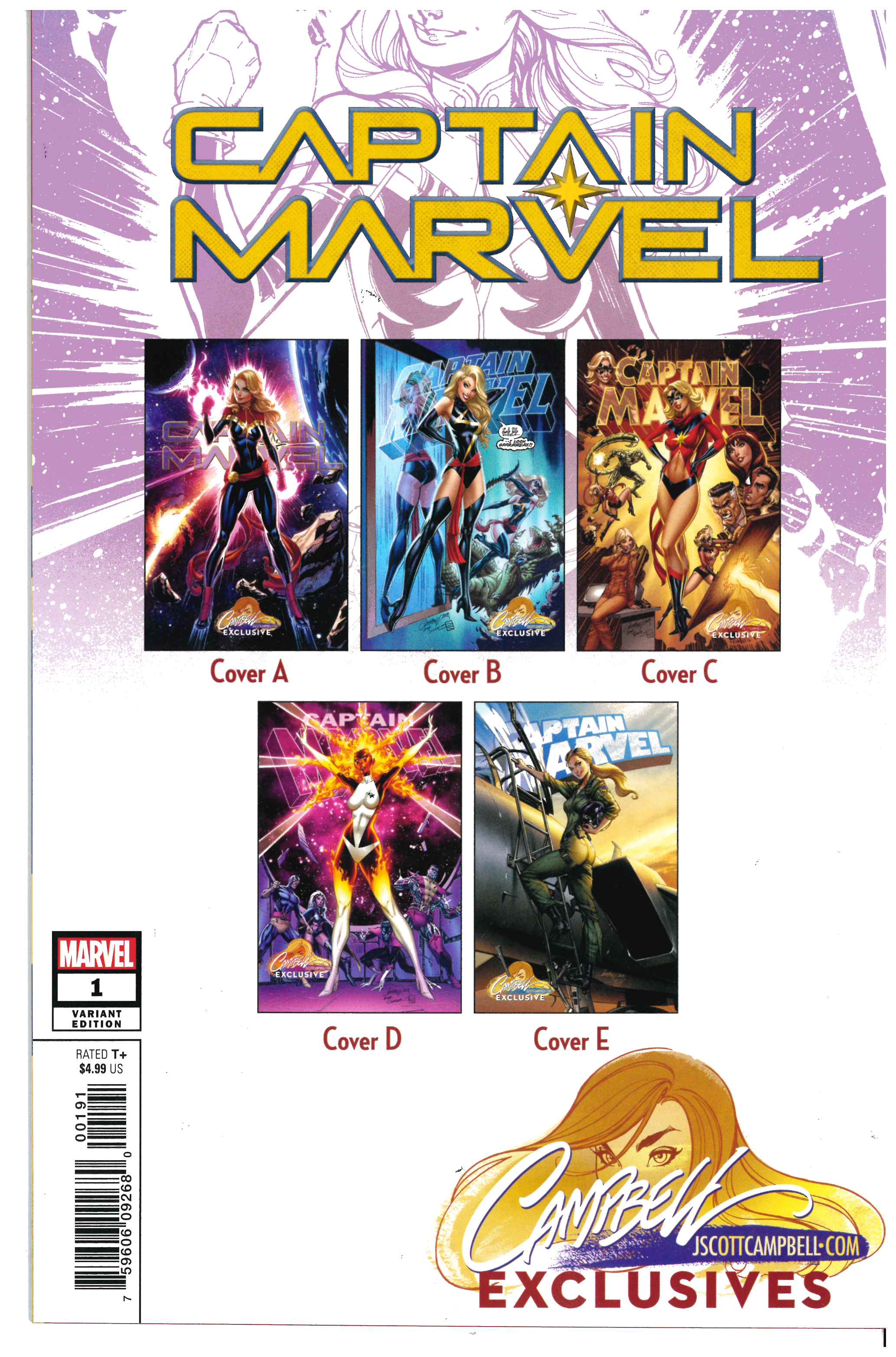 Captain Marvel #1 | Signed by J. Scott Campbell backside