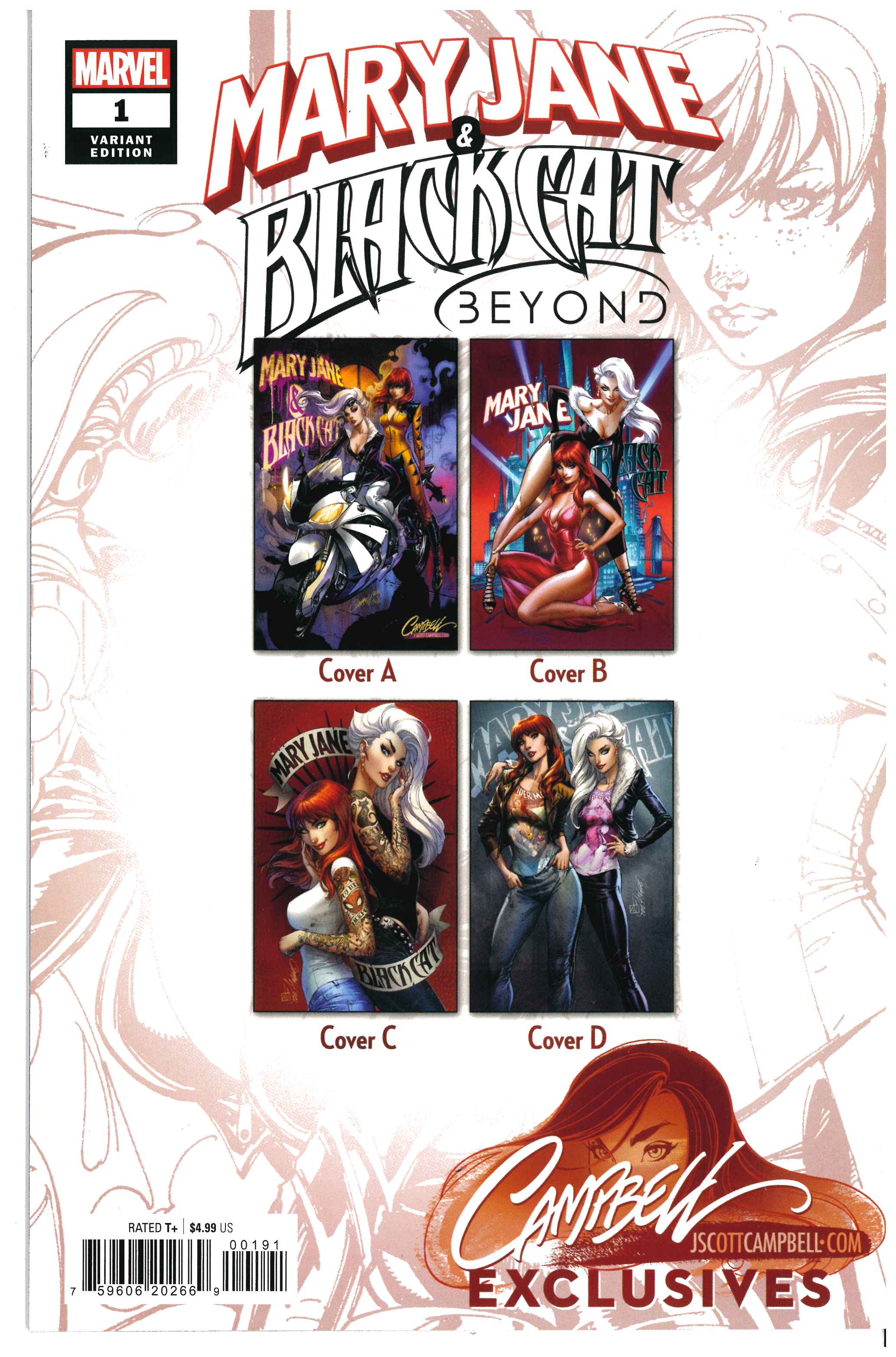 Mary Jane & Black Cat: Beyond #1 | Signed by J. Scott Campbell backside