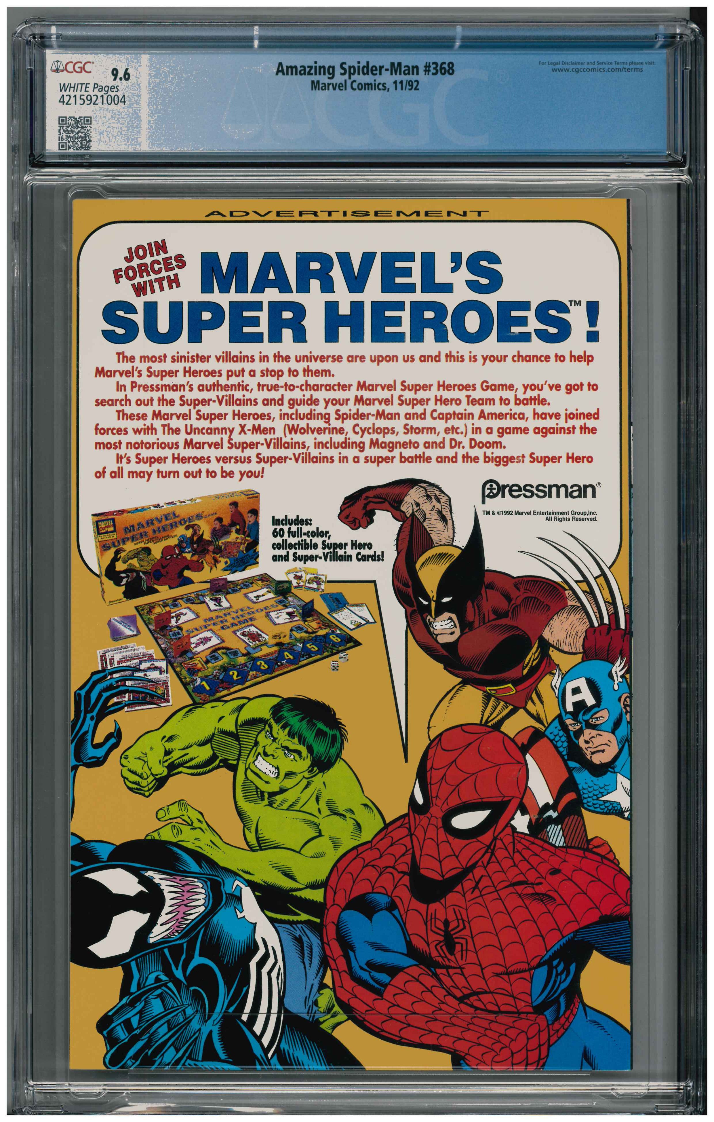 Amazing Spider-Man #368 backside