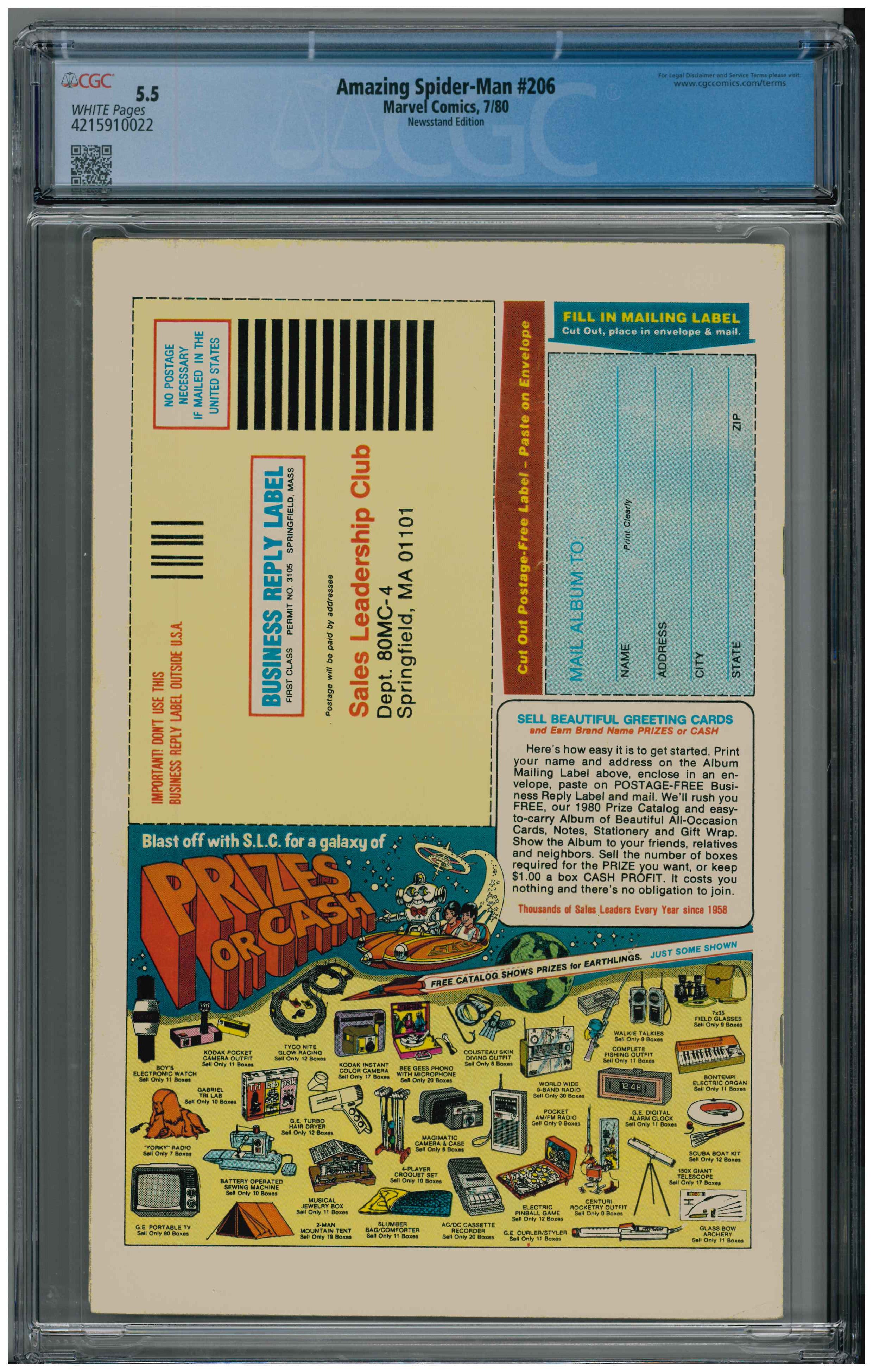 Amazing Spider-Man #206 backside