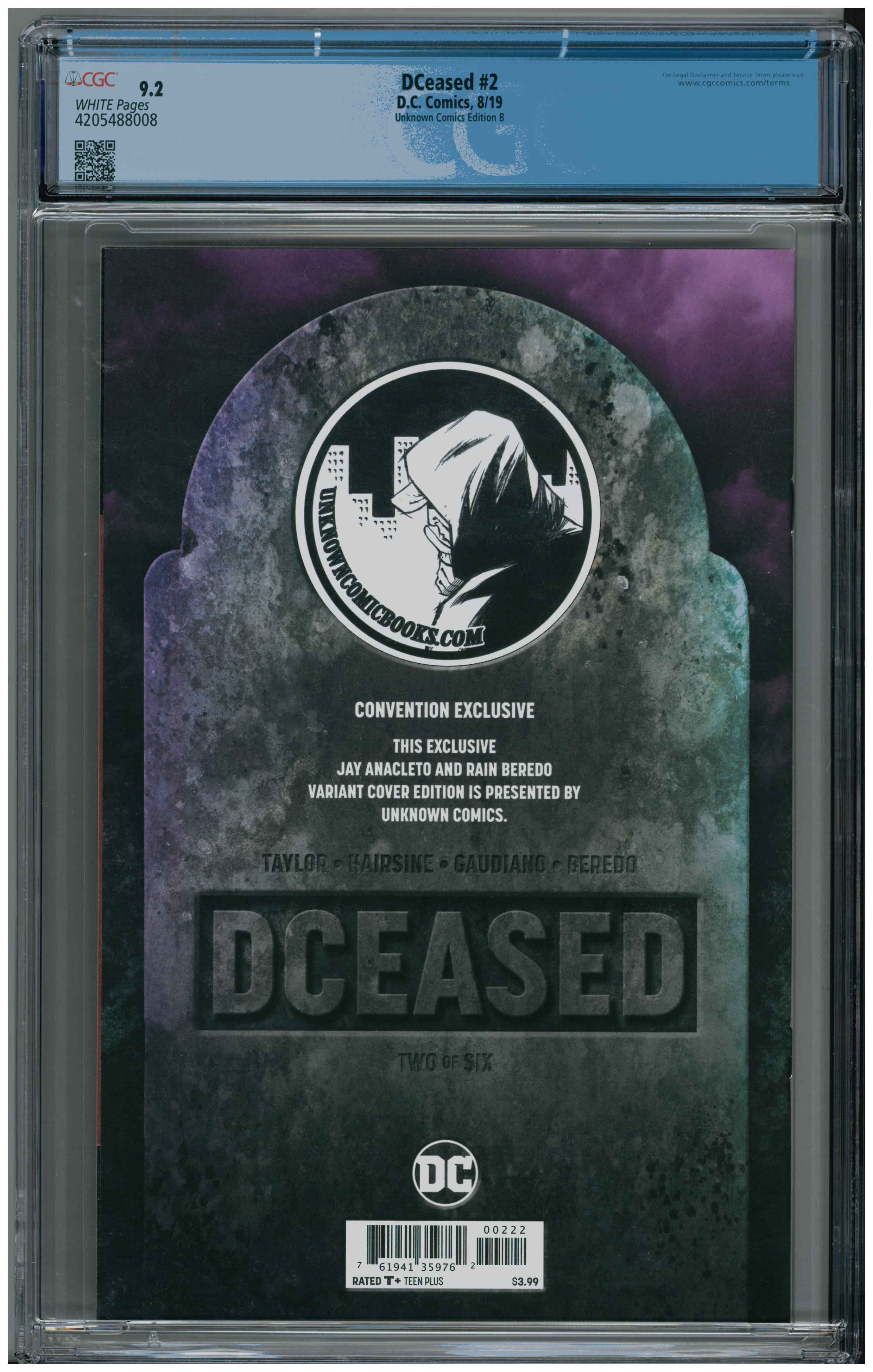 DCeased #2 backside