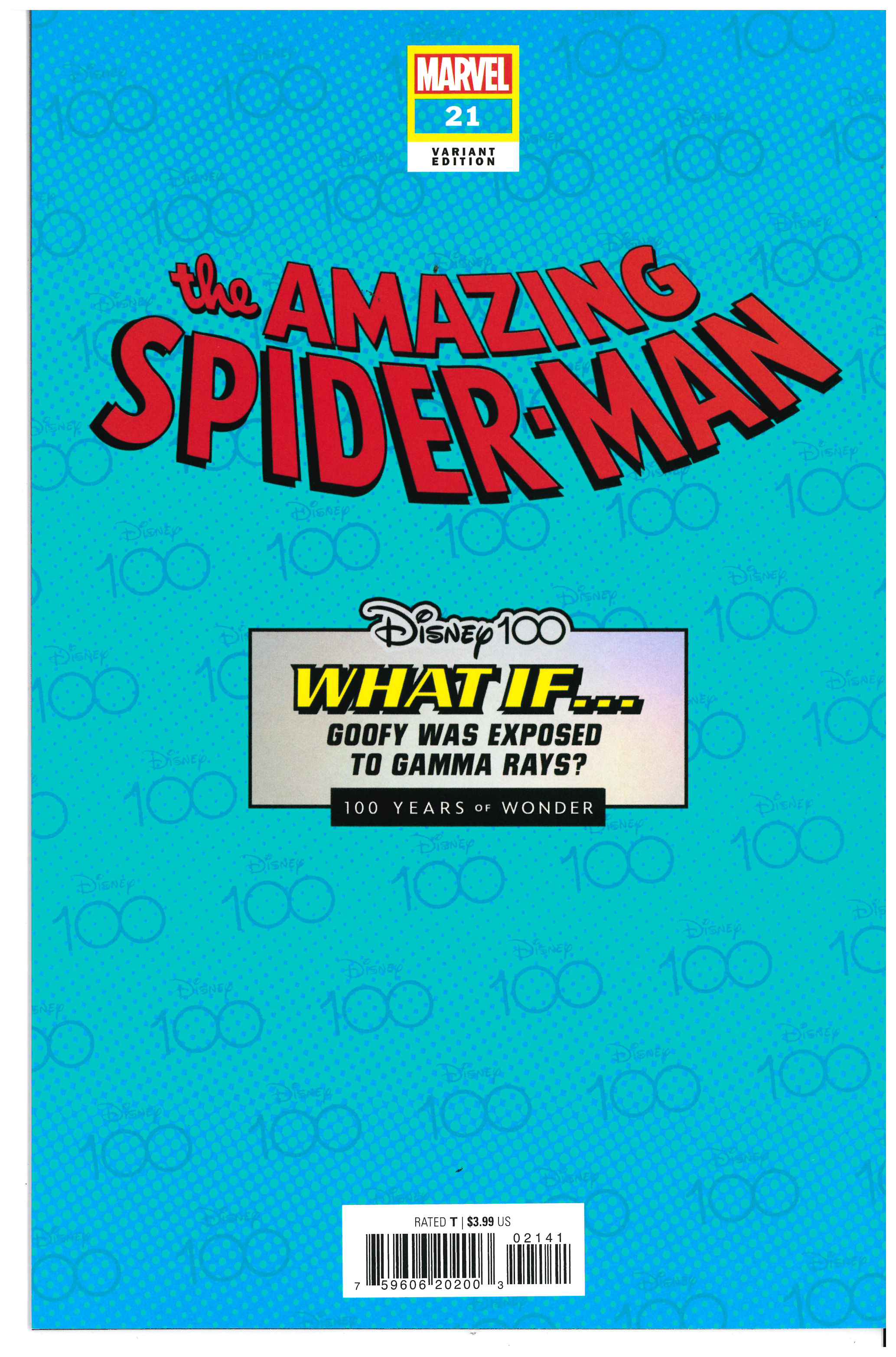 Amazing Spider-Man #21 Disney 100 Variant backside