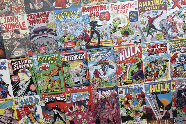 Bild voller Comics, mit Avengers, X-Men und co.