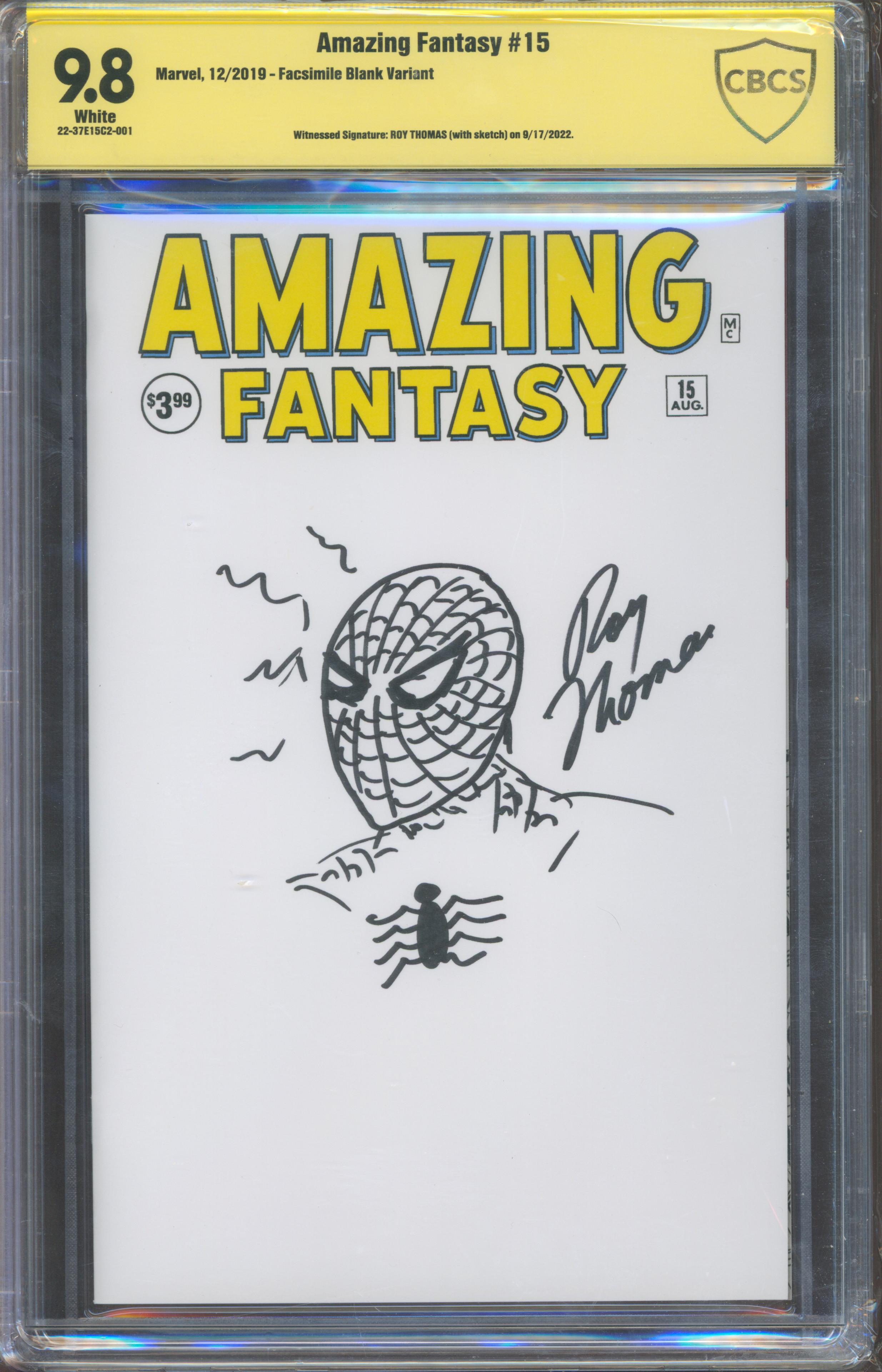 Amazing Fantasy #15 | Unterschrieben Roy Thomas mit Sketch