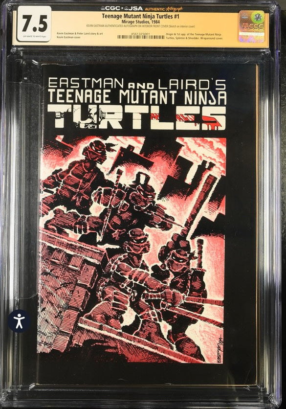 TMNT #1 - 1st Print | Unterschrieben & Sketch von Kevin Eastmen