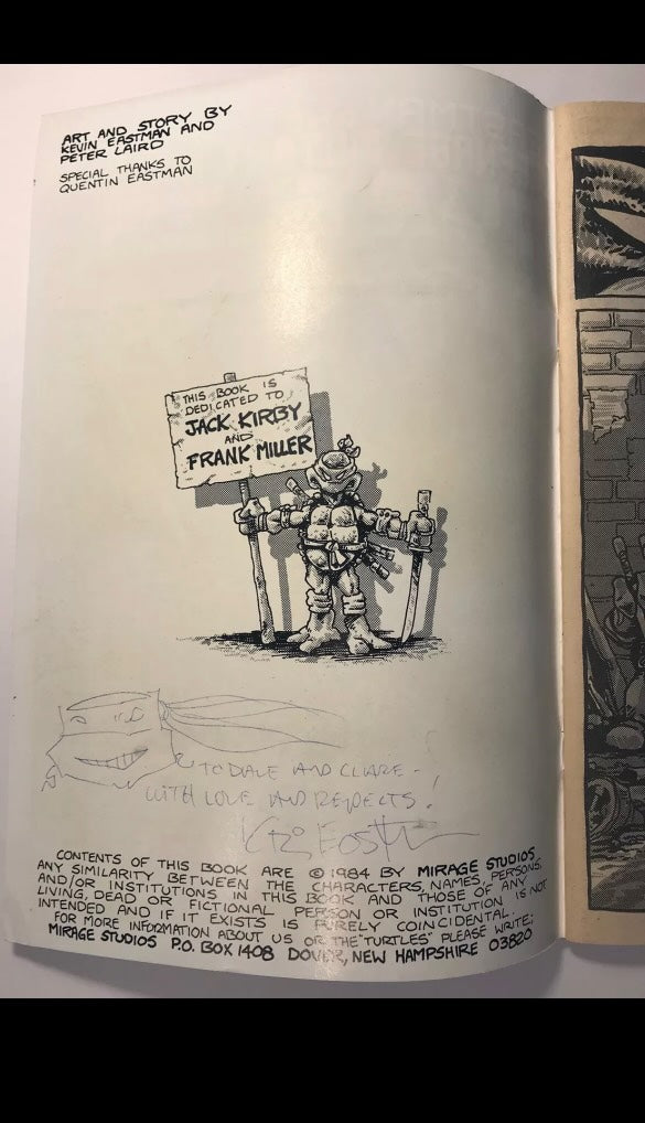 TMNT #1 - 1st Print | Unterschrieben & Sketch von Kevin Eastmen