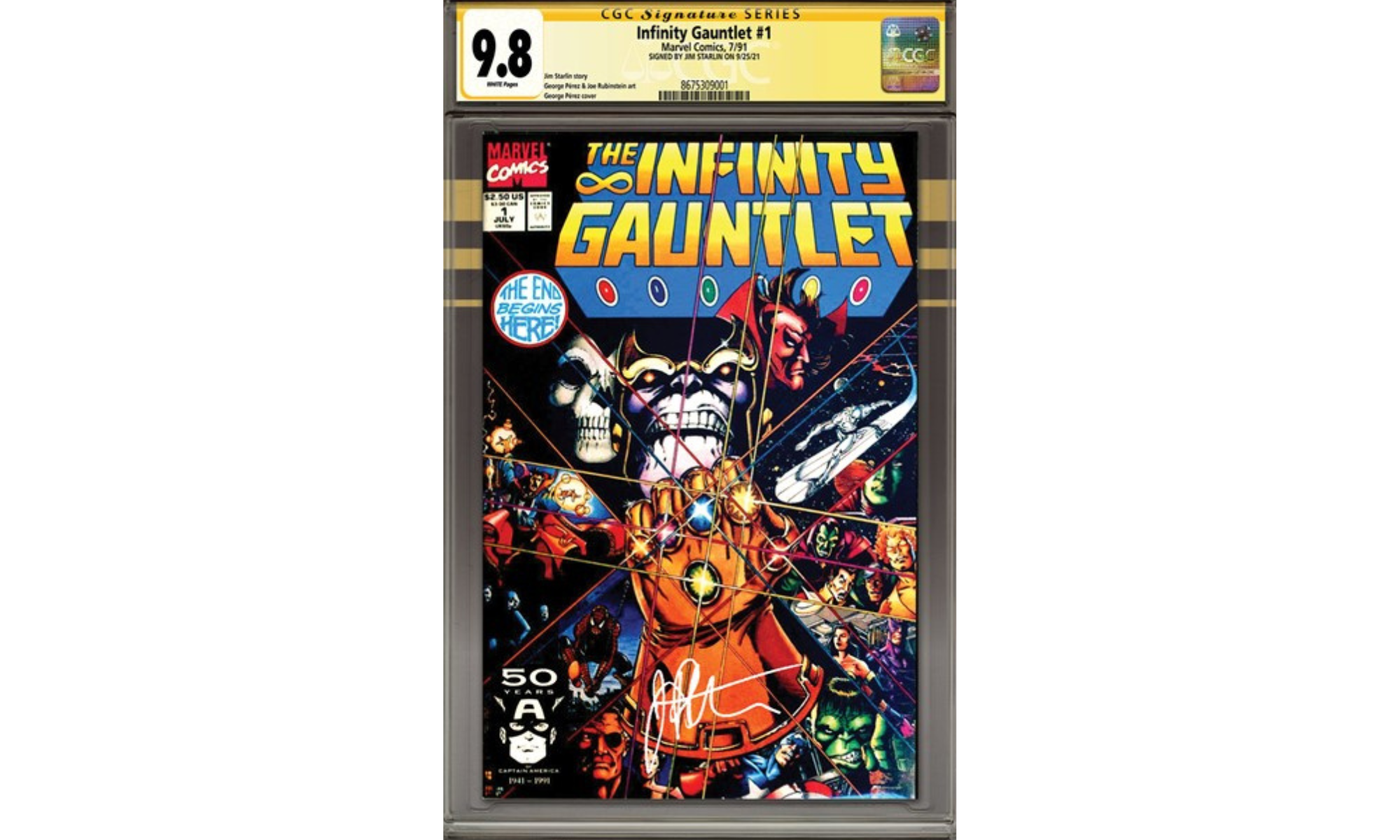 CGC Signature Series mit Jim Starlin Infinity Gauntlet #1 nach dem Grading