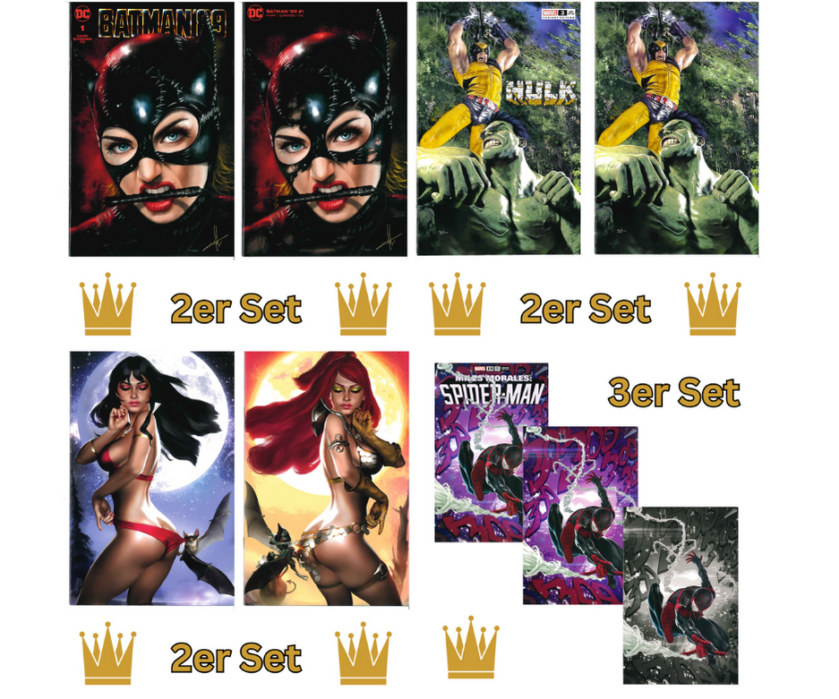 Vampirella, Red Sonja, Spider-Man, Catwoman, Hulk & Wolverine Comic-Sets