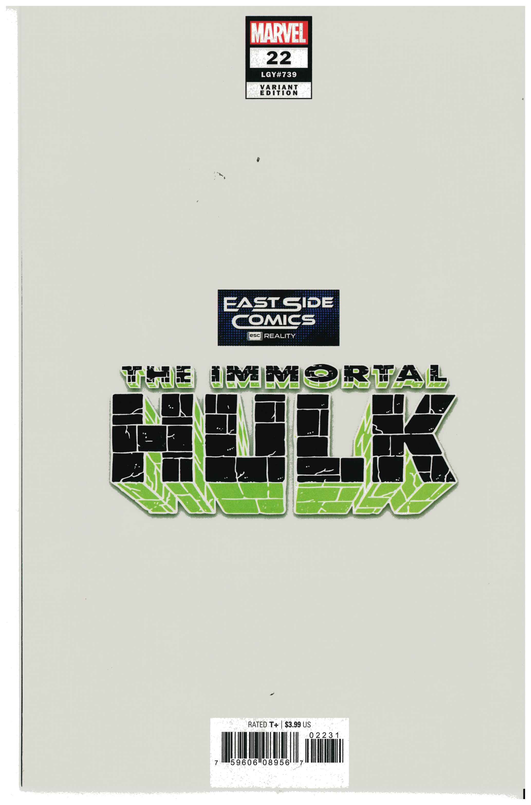 Immortal Hulk #22 | Signed by Alex Garner backside