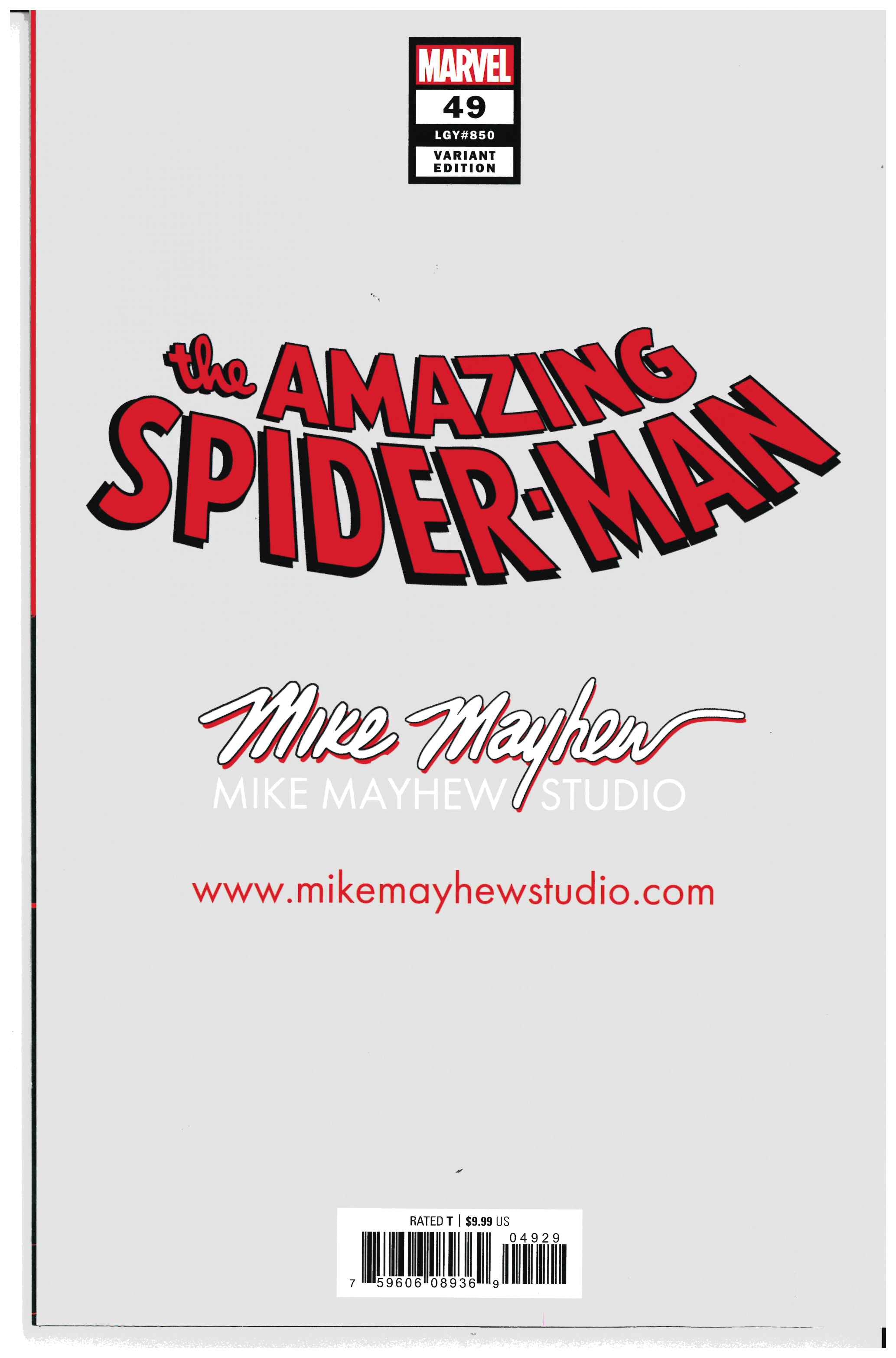 Amazing Spider-Man #49/850 | Signed by Mike Mayhew backside
