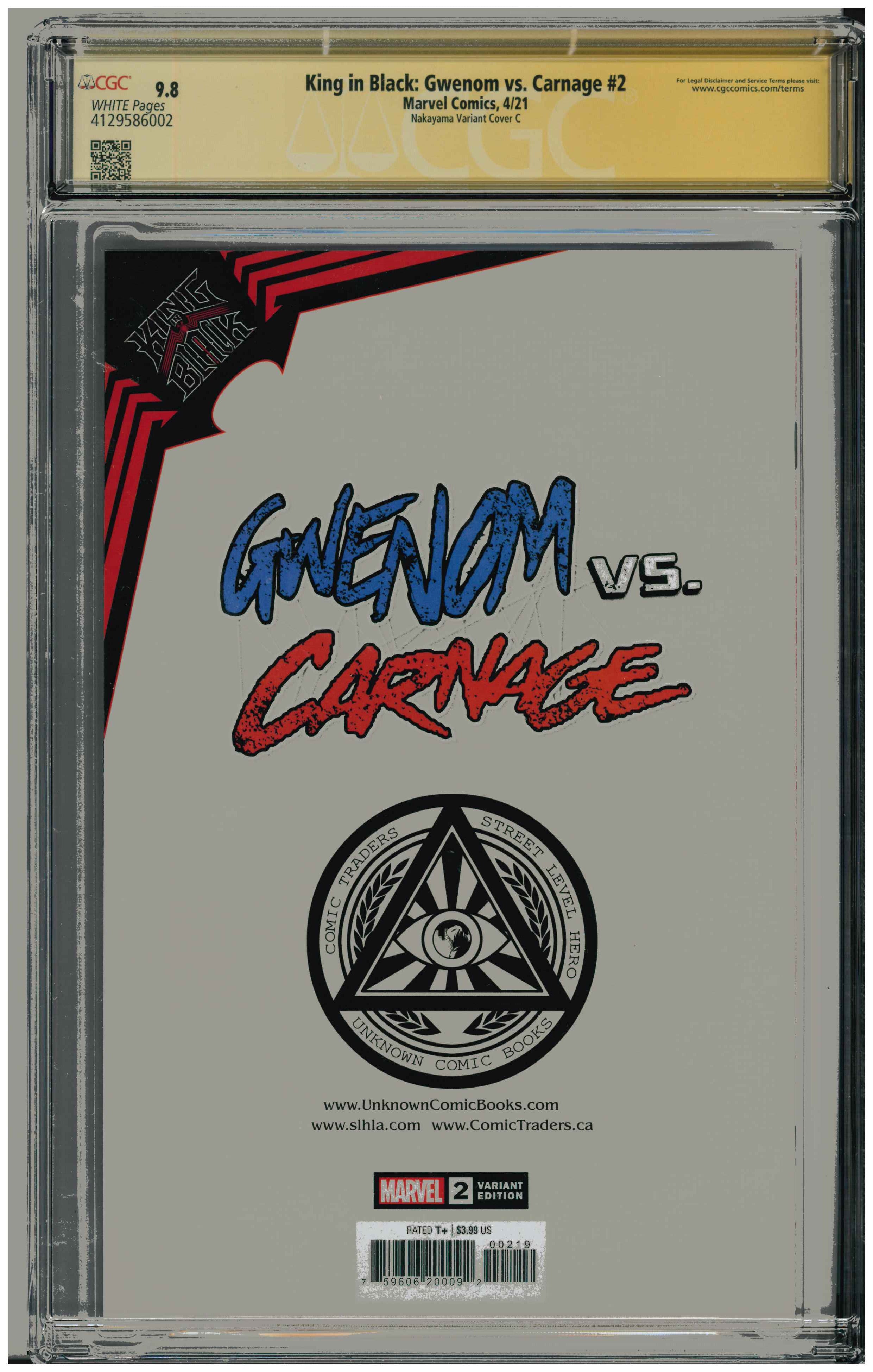 King in Black: Gwenom vs. Carnage #2 | Signed David Nakayama backside